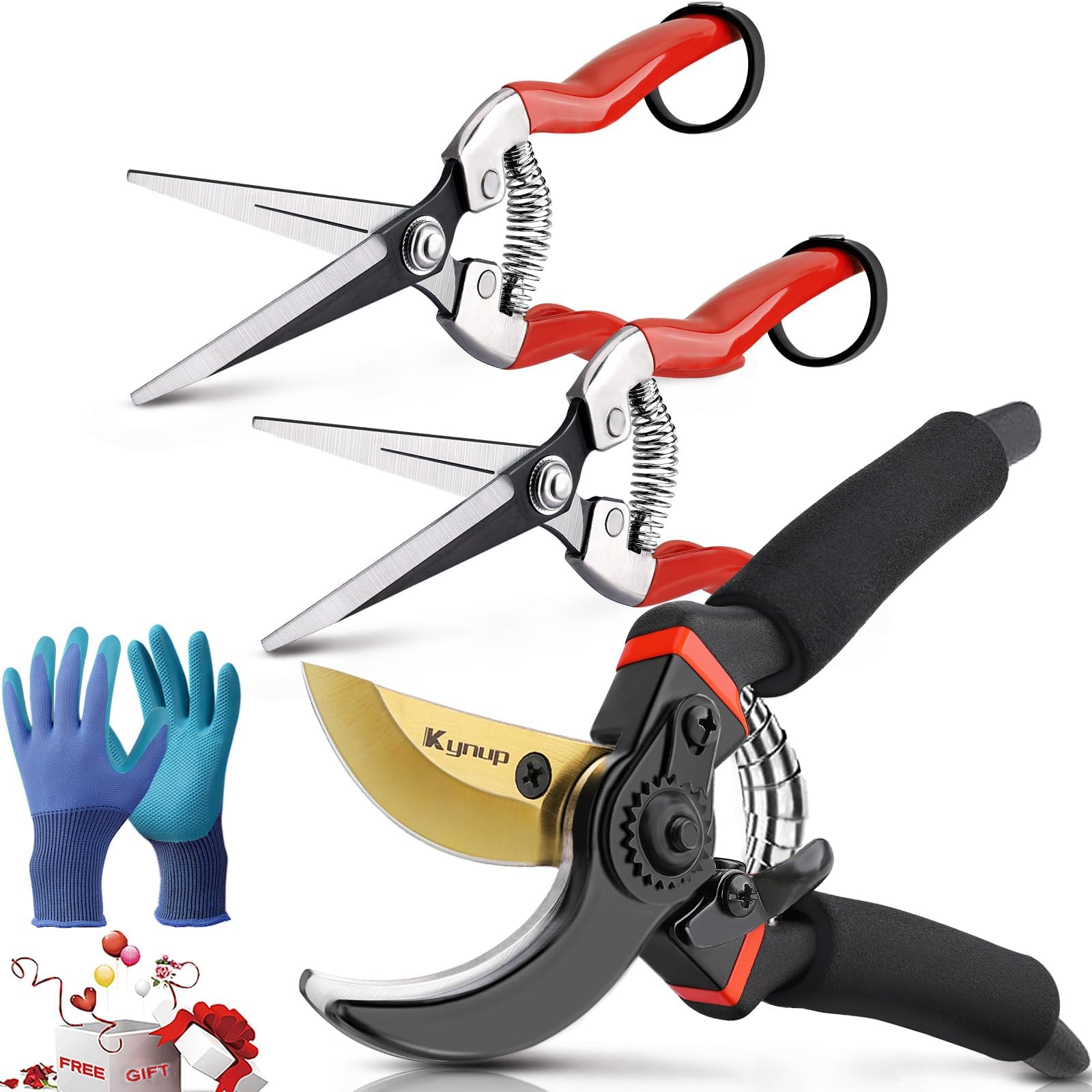 Kynup Garden Secateurs, 3 Pack Professional Garden Secateurs Kit with