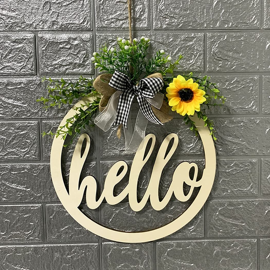 Welcome Hello kwiatowy okrągły znak – dekoracyjna drewniana dekoracja drzwi wejściowych do domu, elegancji