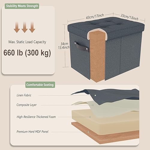 Miniatura 3 de Paquete de 2 organizadores otomanos de almacenamiento para zapatos, caja de almacenamiento con divisores ajustables para zapatos, ropa, juguetes,