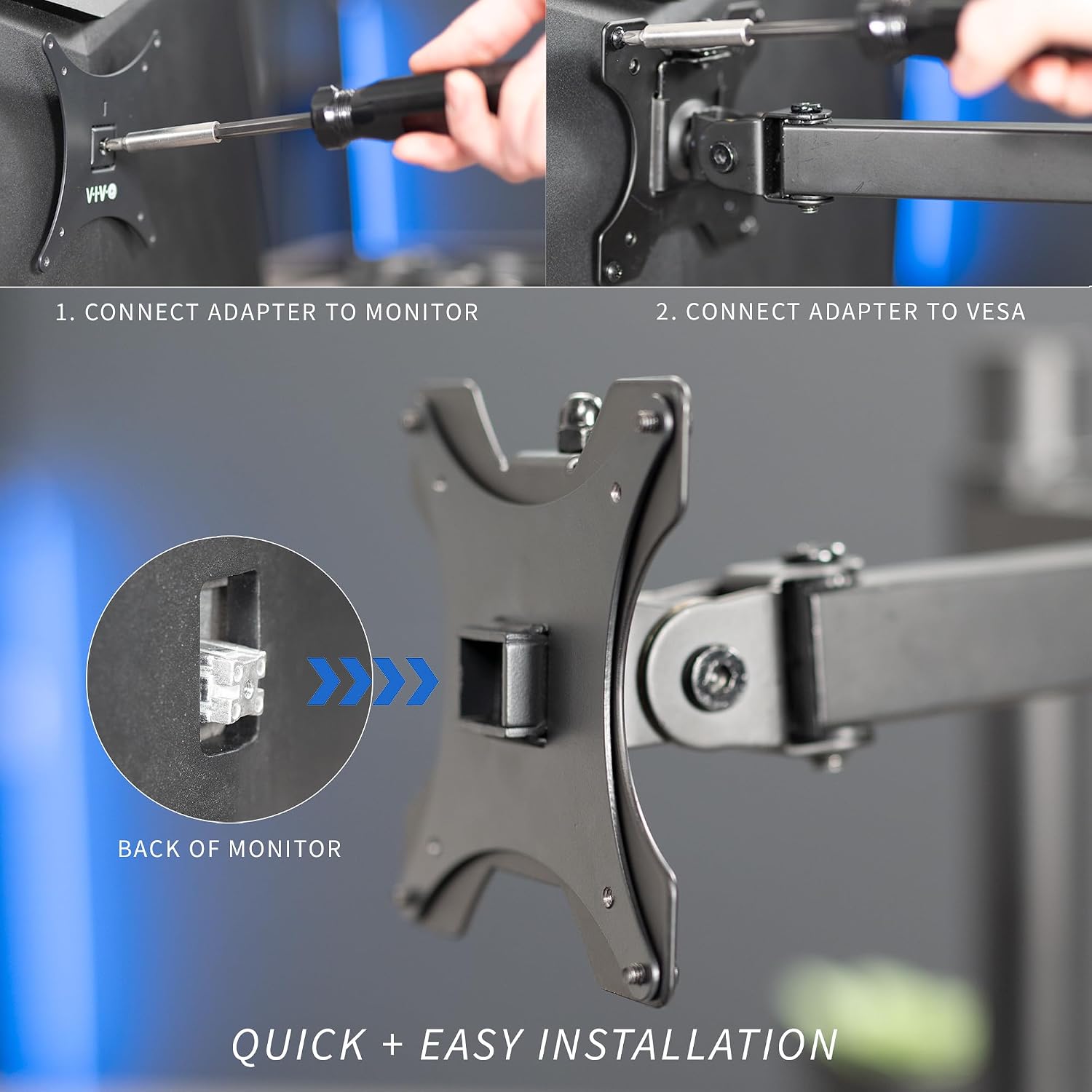 VIVO VESA Adapter Plate Bracket, Designed for Sceptre C25, C30, and C34 Monitors, VESA up to 100x100, Black, MOUNT-SRC30 image 5