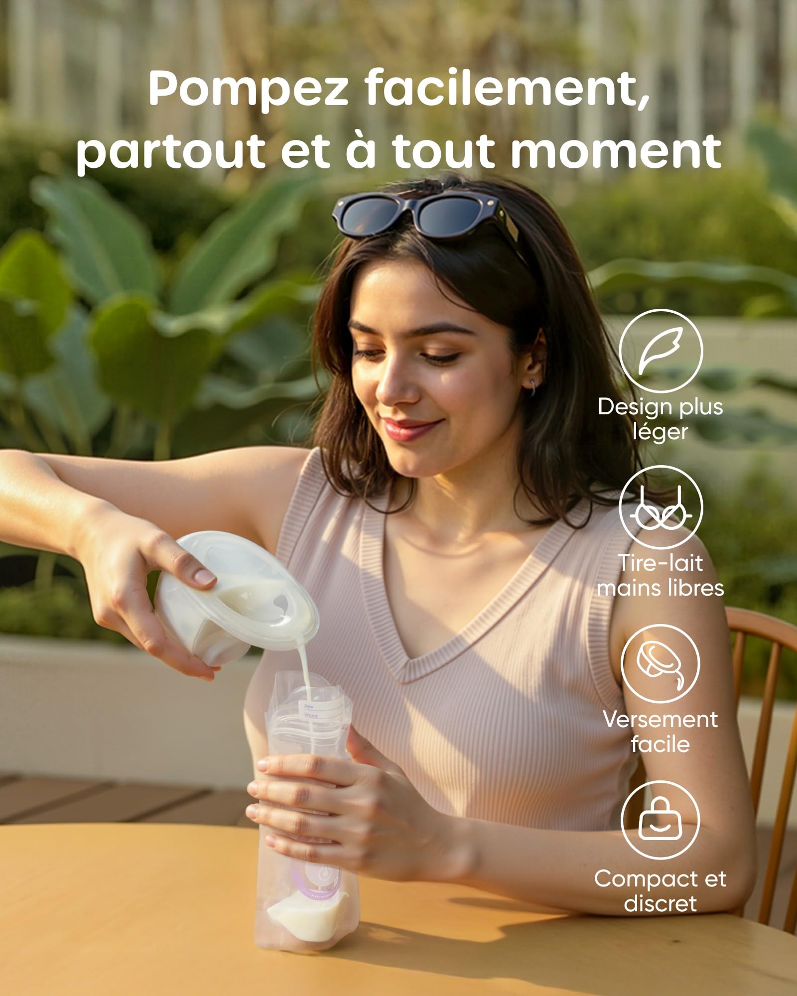Nuliie Tire Lait Electrique Main Libre, Tire Lait Main Libre avec 4 Modes, 9 Niveaux, Fonction Mémoire, Extracteur de Lait Rechargeable avec Affichage LED, Poids léger - 24mm (2 Paquets, Blanc)