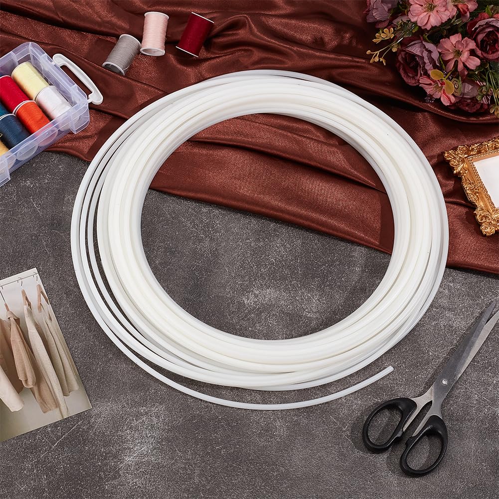 BENECREAT Striscia di Plastica per Modellazione PE Da 25 m, Cordino di Plastica Bianco Da 5mm per Uncinetto, Maglieria, Tessitura O Rifinitura Negli Indumenti, Cuscini