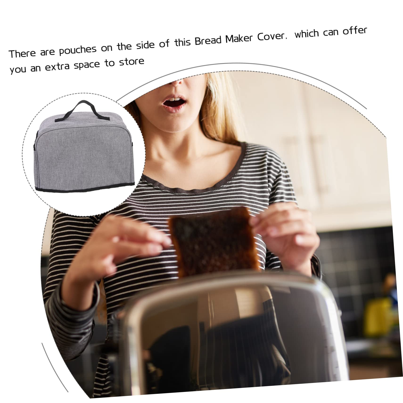 Mikinona Bread Machine Cover Wear Resistant Kitchen with Pocket for Storage Fits Standard Bread Makers Essential Appliance Shield