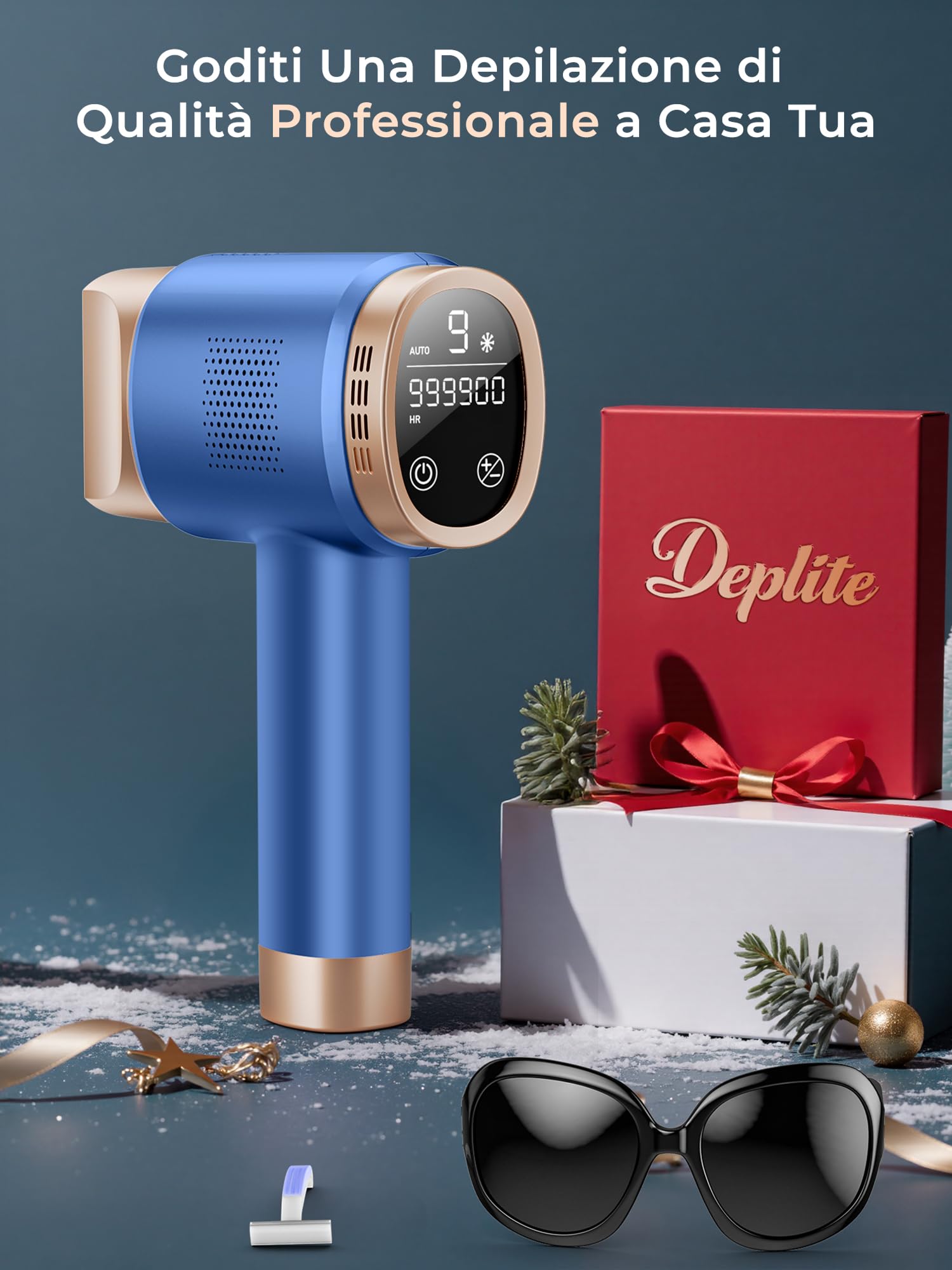 Epilatore Luce Pulsata con Funzione di Raffreddamento a Ghiaccio, Schermo LCD Touch,Modalità di Scorrimento Automatico, Epilatore a Luce Pulsata per Donne e Uomini,Viso, Ascelle, Bikini,Corpo