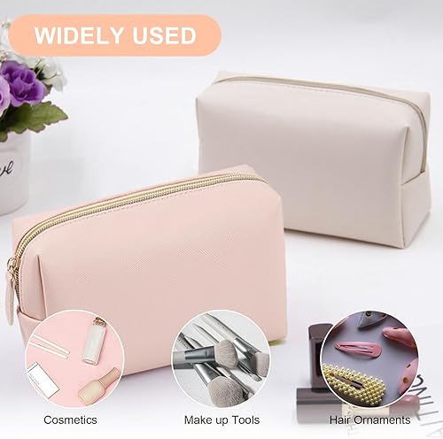 Miniatura 5 de 8 bolsas pequeñas de maquillaje preparadas, bolsa de cosméticos con cremallera de piel sintética a granel, bolsa de cosméticos lisa, impermeable,