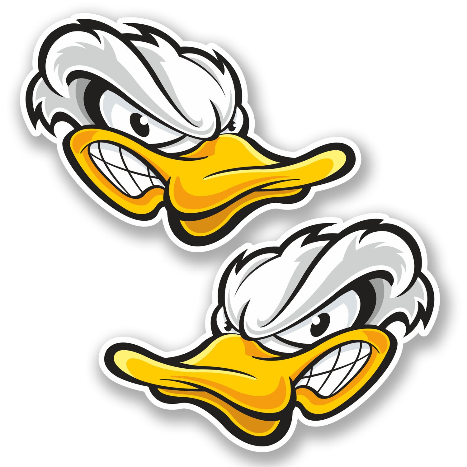 2 x 10cm Angry White Duck Head Vinyl Sticker Laptop Helmet Car Bike Kids #5692 (10cm Wide x 7cm Tall)