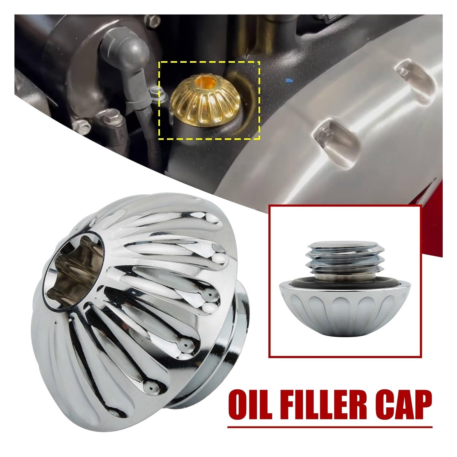 Tapón de llenado de Aceite de Motor para Triumph America, Bonneville y Scrambler. Tapa Decorativa para depósito de Gasolina de Motocicleta (Plateada-a).