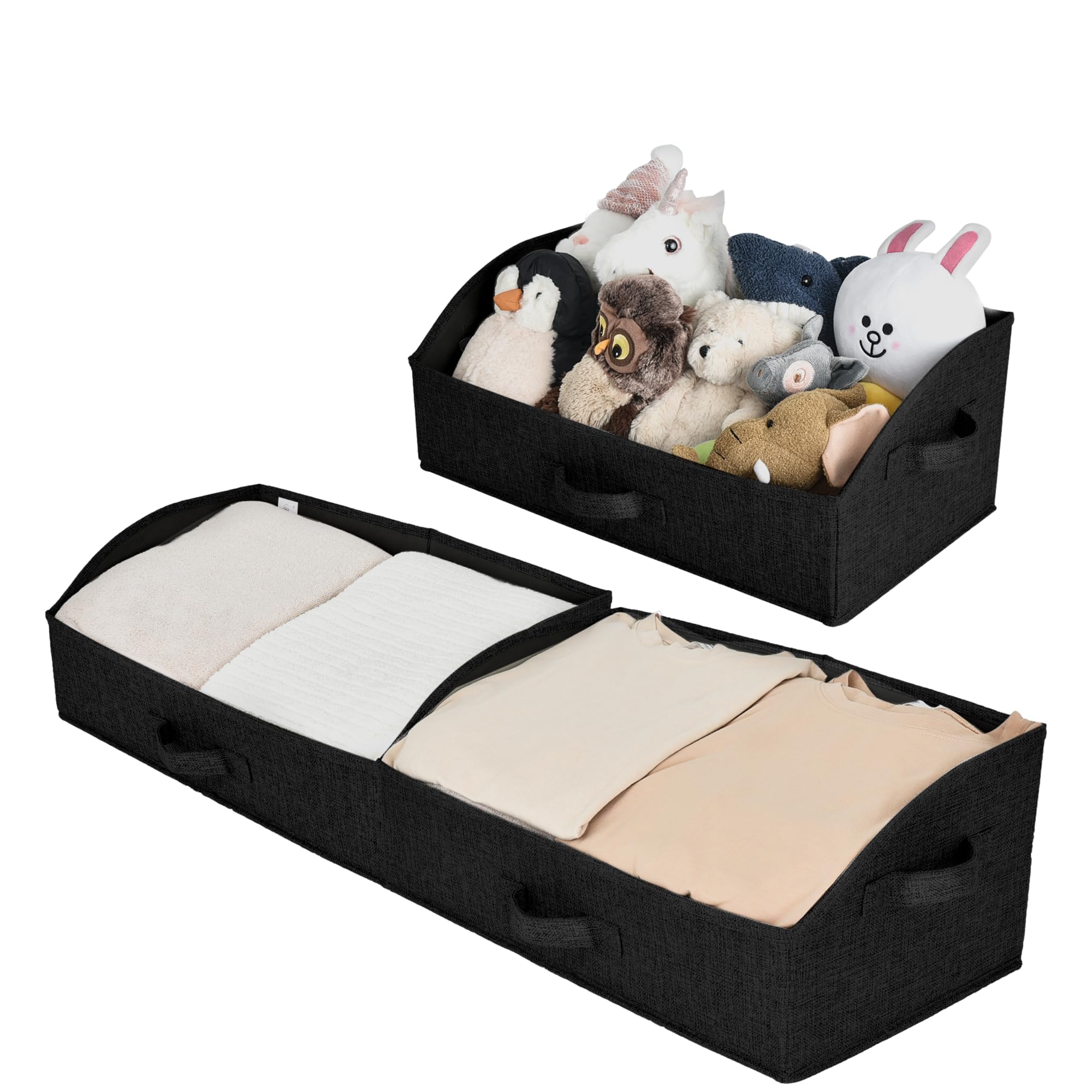 GRANNY SAYS Closet Organizer Bins, Trapezoid Storage Bin, Storage Baskets for Shelves, Collapsible Clothes Organizers and Storage, Fabric Bins for Organization, Black, 3-Pack