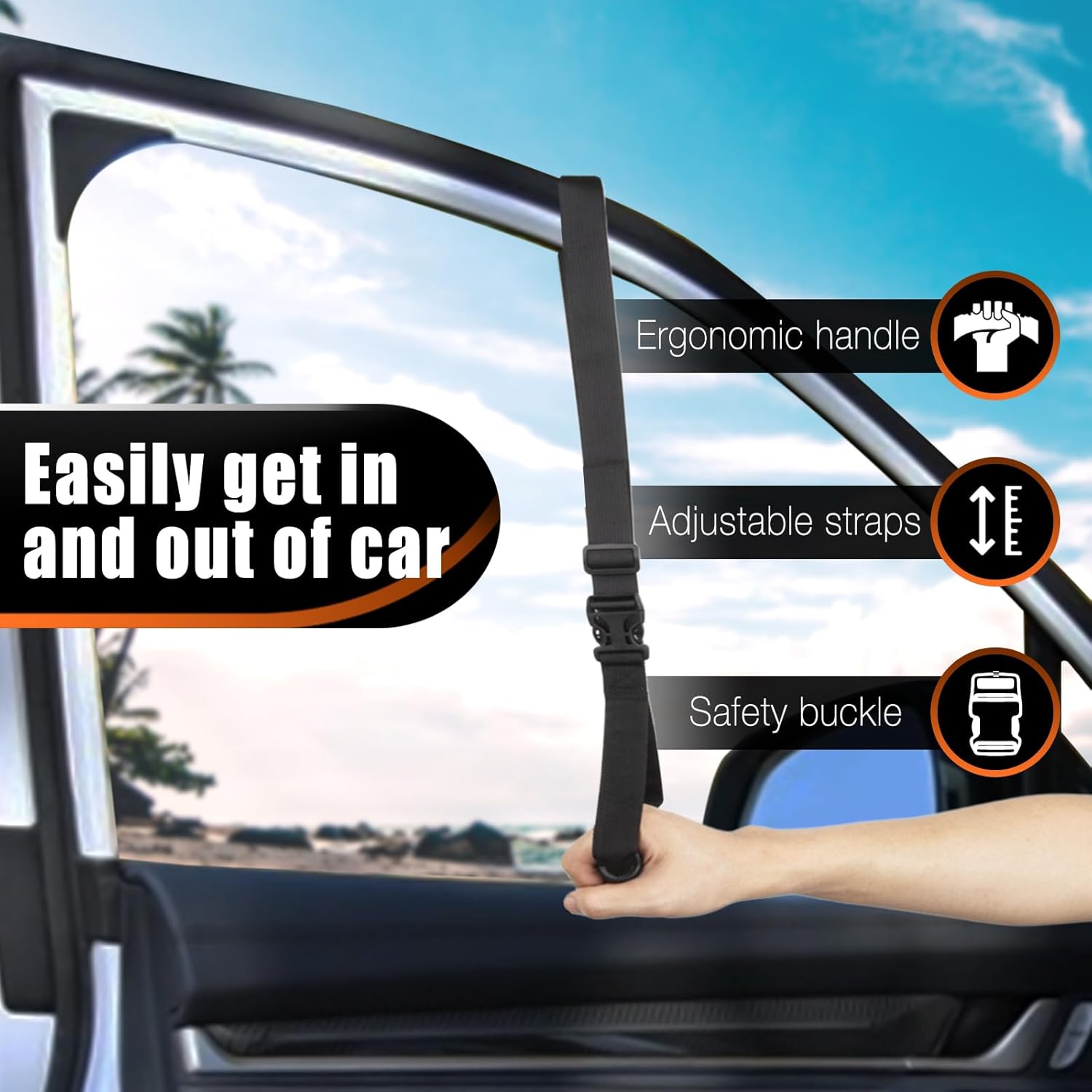 KOUNATSURI Car Handle Assist for Elderly Car Grab Handle Car Door Handle Multifunction Handle Car Door Latch Handle for Seniors and Handicapped(Red) 4 71xdhFP z3L. AC SL1500