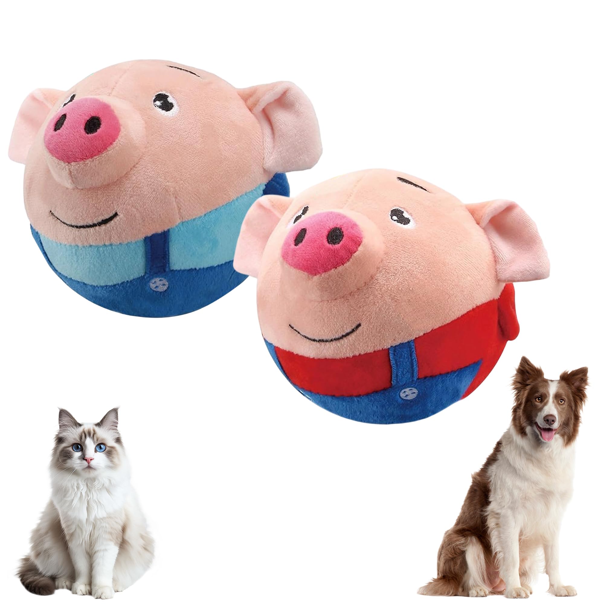 Interactive Dog Toys 2025 New Active Moving Pet Plush Toy Squeaky Moving Ball Puppy Toys Rechargeable Cartoon Plush