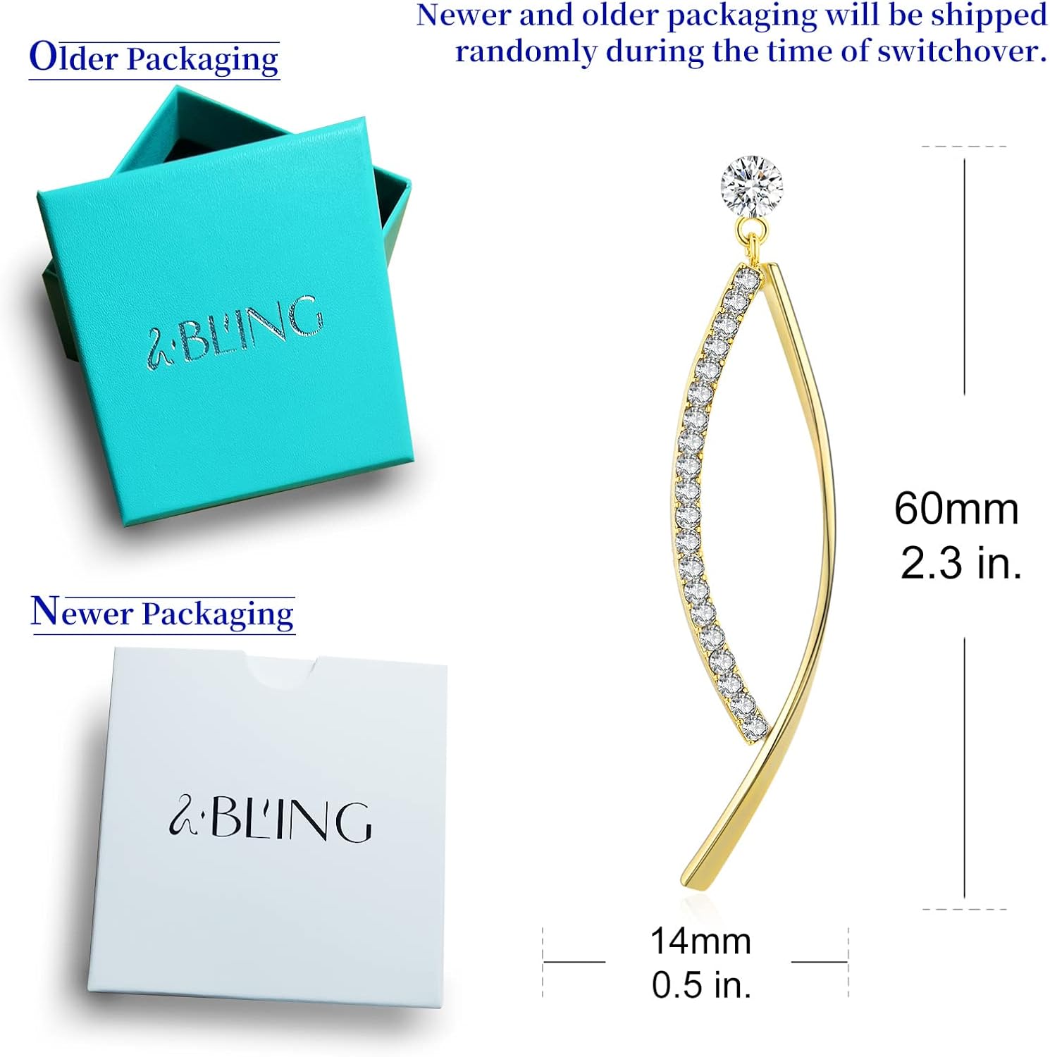 SBLING Platinum-Plated or 18K Gold Plated or 18K Rose Gold Plated Cubic Zirconia Drop Earrings - Image 6