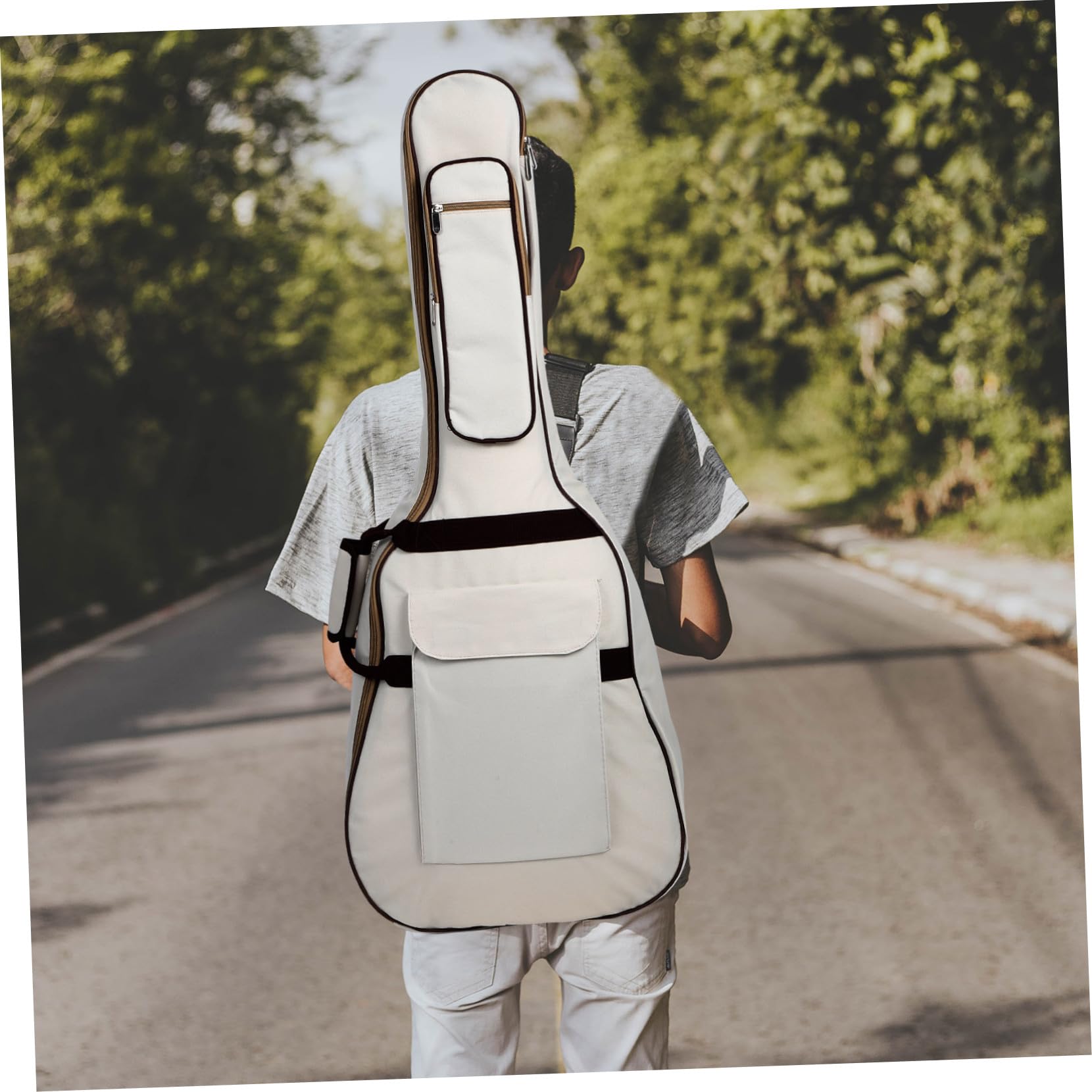 Borsa per Chitarra Classica 40/41 Pollici Oxford Beige Imbottita | Capacità Ampia, Protezione dagli Urti, Design Versatile, Custodia per Strumenti Musicali