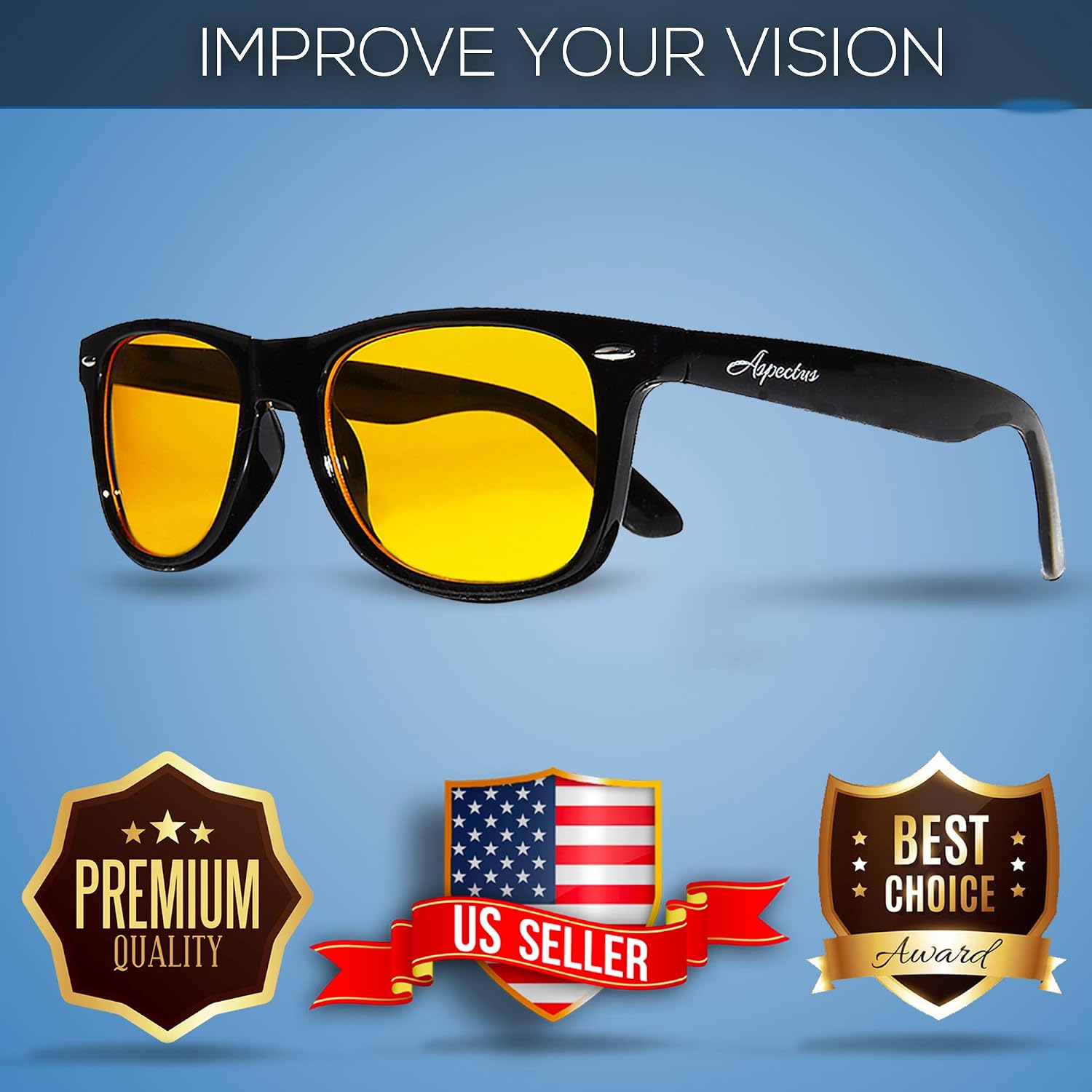 Aspectus Blue Light Blocking Glasses | Premium Gamer & Computer Eyewear | Anti-Blue Light Lenses for Deep Sleep & Relaxation | Relief Migraine Headaches Insomnia | Anti Glare Glasses | Men & Women