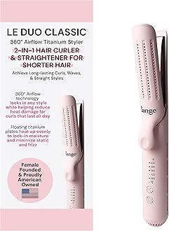 - Le Duo Standard 360° Airflow Styler | 2-in-1 Curling Wand & Titanium Flat Iron Hair Straightener | Professional Hair Curler with Cooling Air Vents | Dual Voltage & Adjustable Temp (Blush)