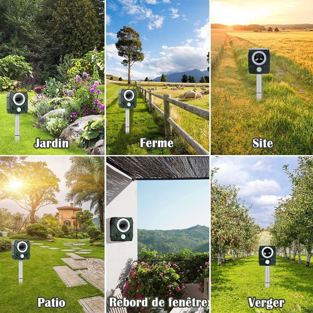 Solaire Ultrason Souris et Rats, Étanche Repulsif Souris et Rats Ultrason Puissant, Piège à Souris avec Lumière LED Contre Les Chats, Chiens et Divers Nuisibles Convient aux Jardins et Aux Cour
