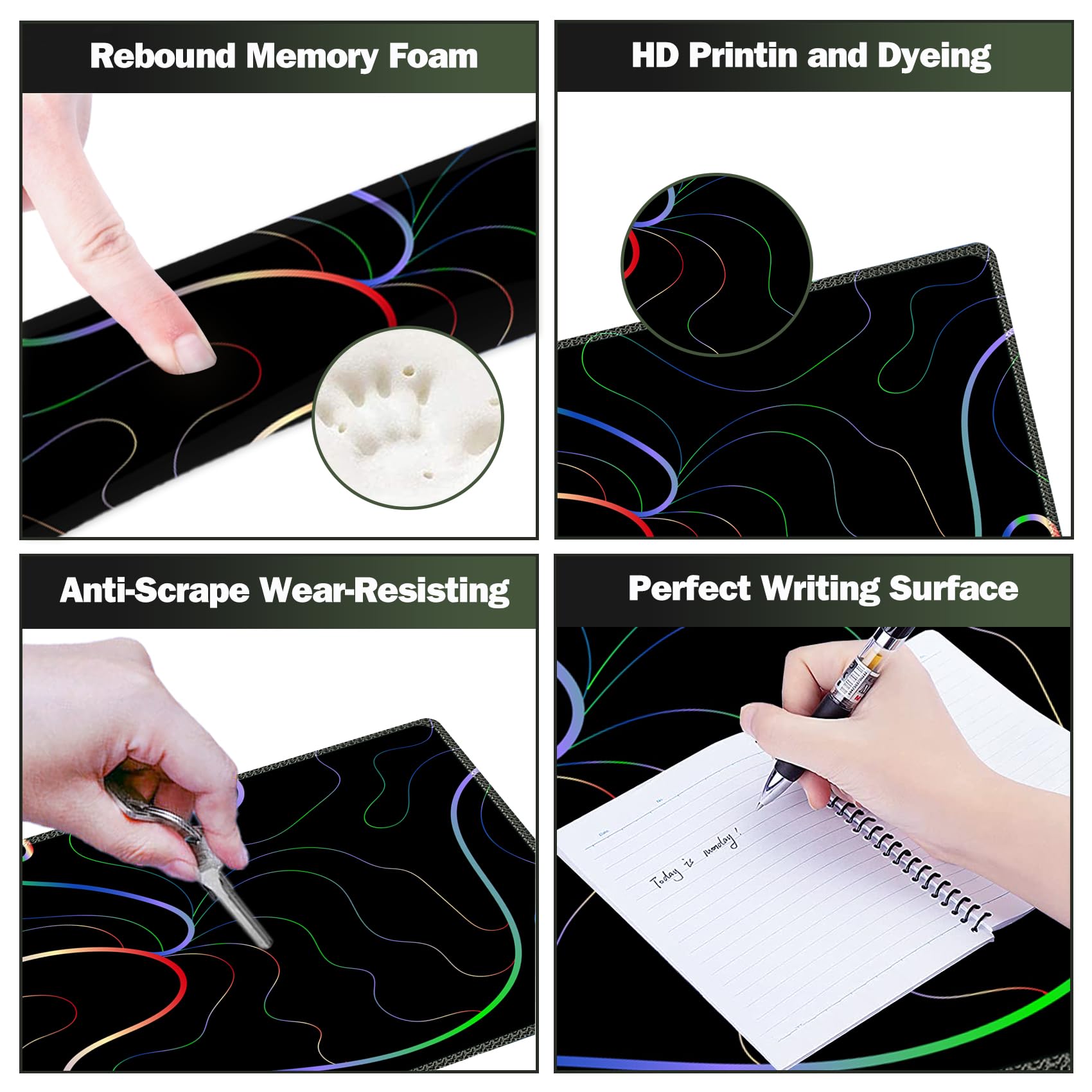 Snapklik.com : Gaming Mouse Pad Wrist Support Set, XXL Large Desk Mat ...