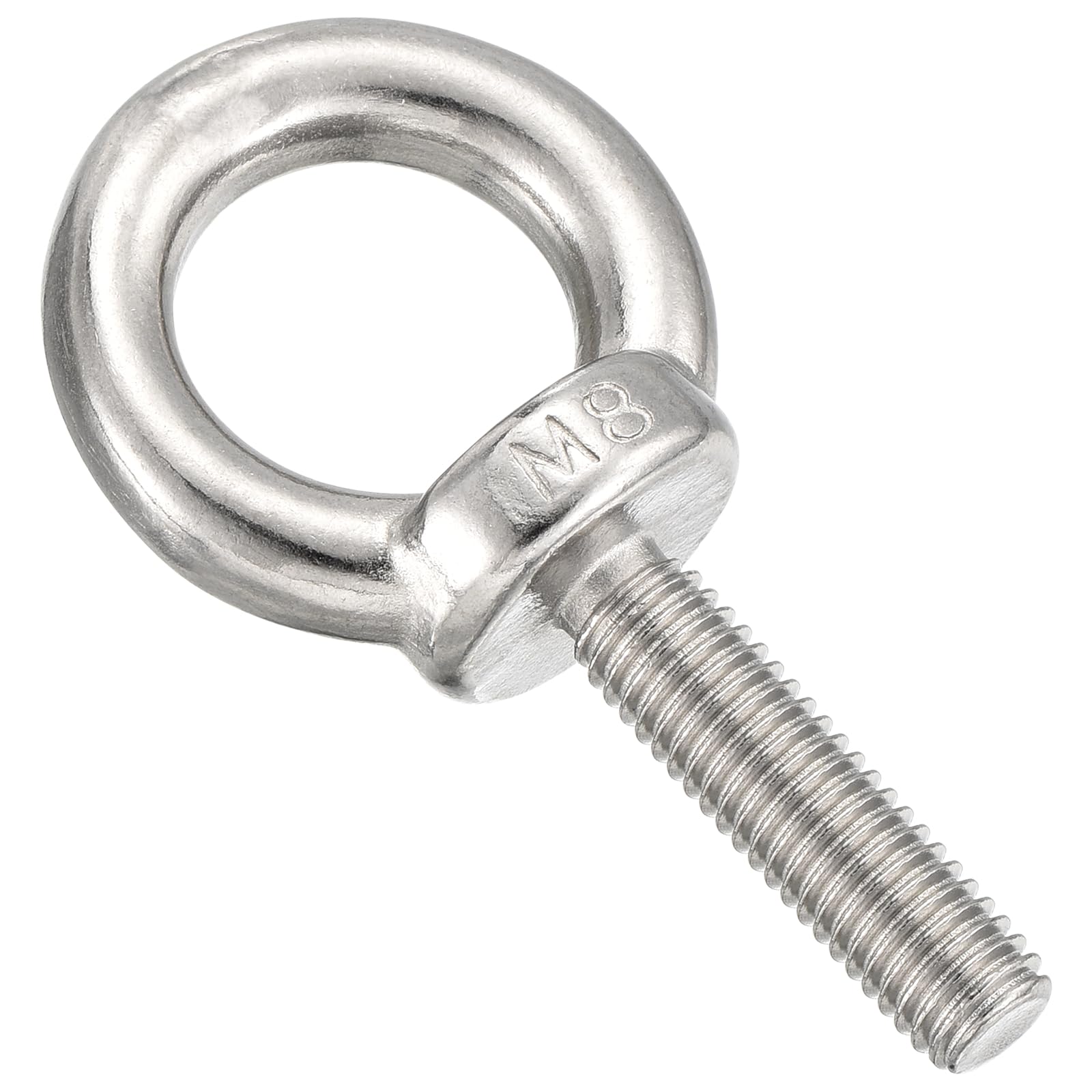 METALLIXITY Shoulder Eye Bolt (M8x30mm) 8Pcs, 304 Stainless Steel Machinery Lifting Ring Threaded Eye Bolt - for Load Hoisting, Silver