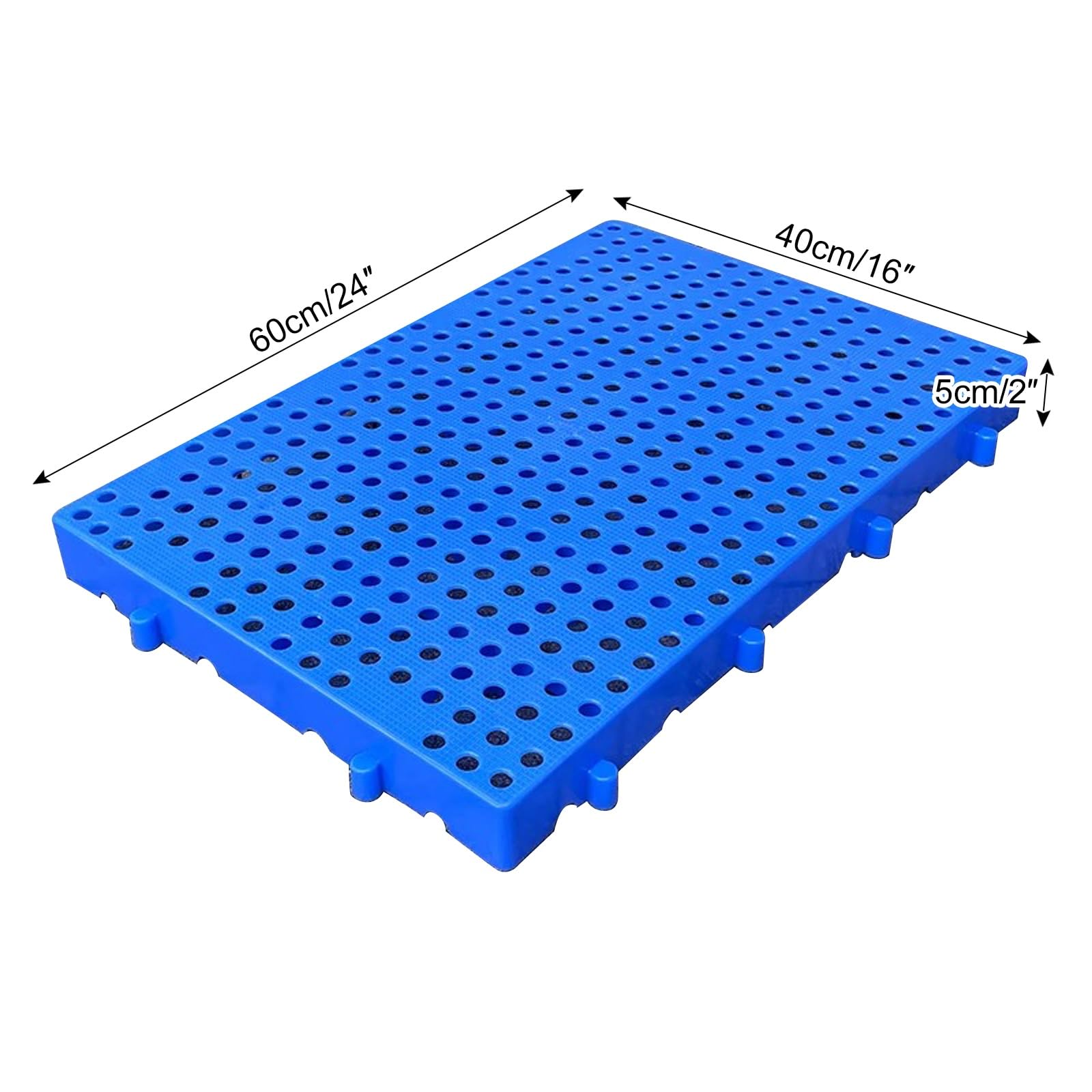 5cm paleta plastikowa, Wodoodporna kratka do przechowywania, Oddychające kratki HDPE, Lekkie składane palety podłogowe, do piwnicy w garażu lub supermarkecie(60x40cm/24x16in)