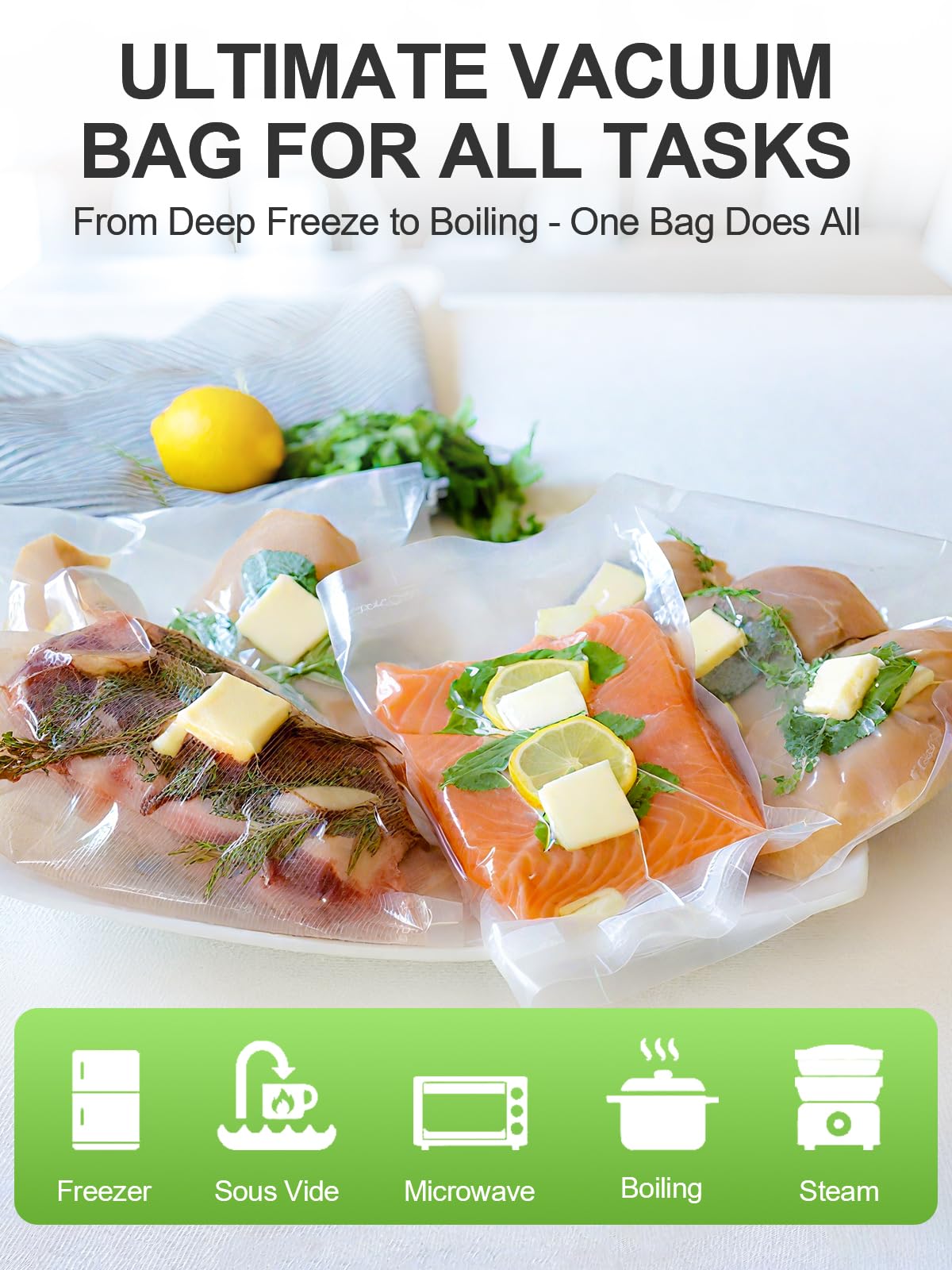 20cm - Rouleaux De Sacs Sous Vide Pour Aliments, 5 Rouleaux-lot