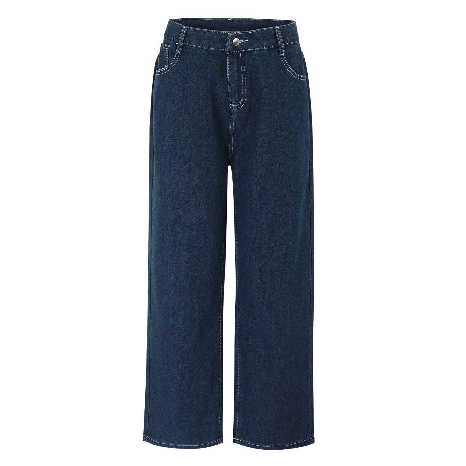 Generisch Wide Leg Jeans da donna dritti stretch a vita alta, eleganti jeans da donna vintage Y2K Streetwear basic casual jeans grandi taglie da jogging baggy jeans pantaloni outdoor con tasche