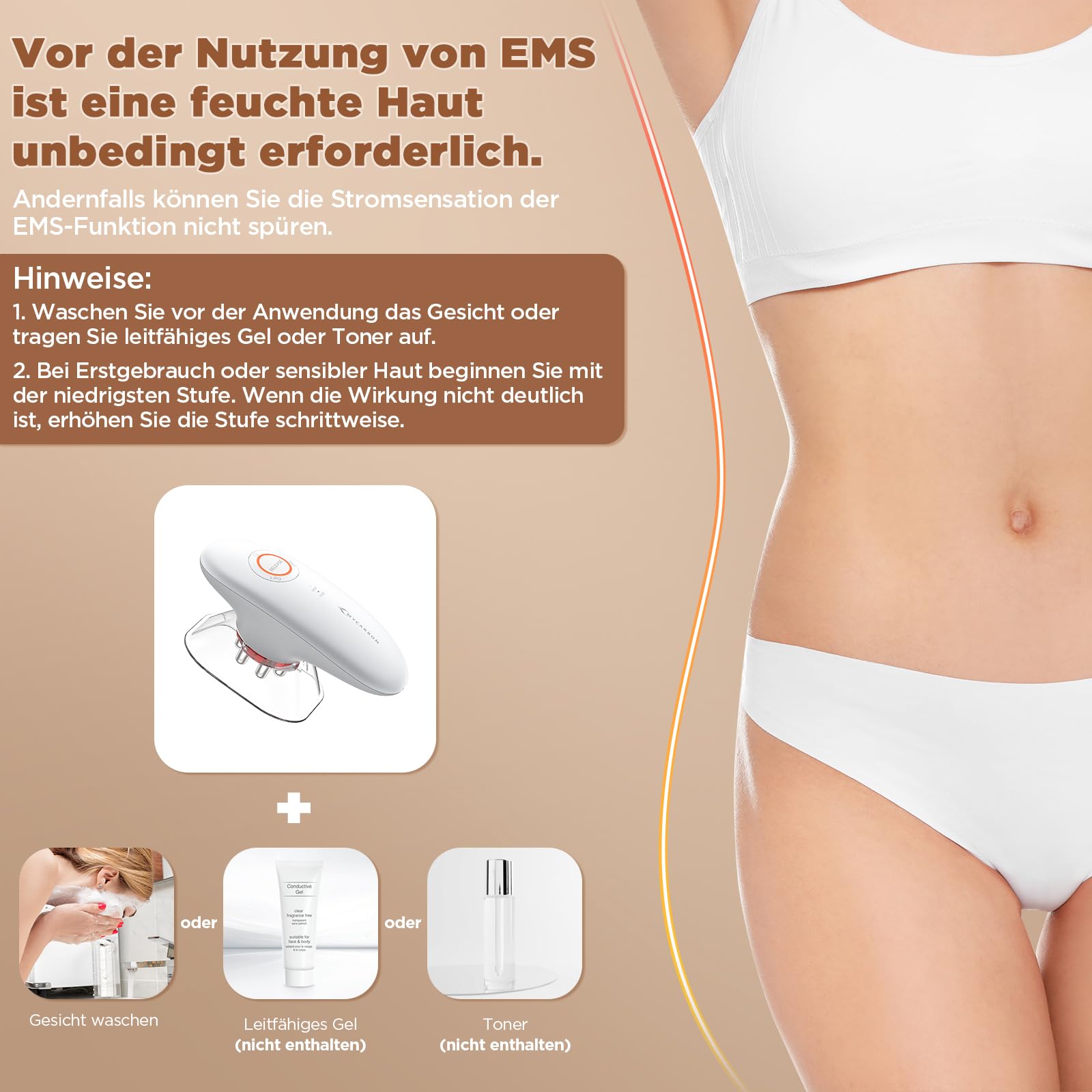 MYCARBON 3in1 Schröpfmassagegerät Modellierung und Straffung für fördern die Durchblutung erhöhung der Hautelastizität Massagegerät elektrisch 3 Stufen mit Schröpfmassage EMS und Rotlicht