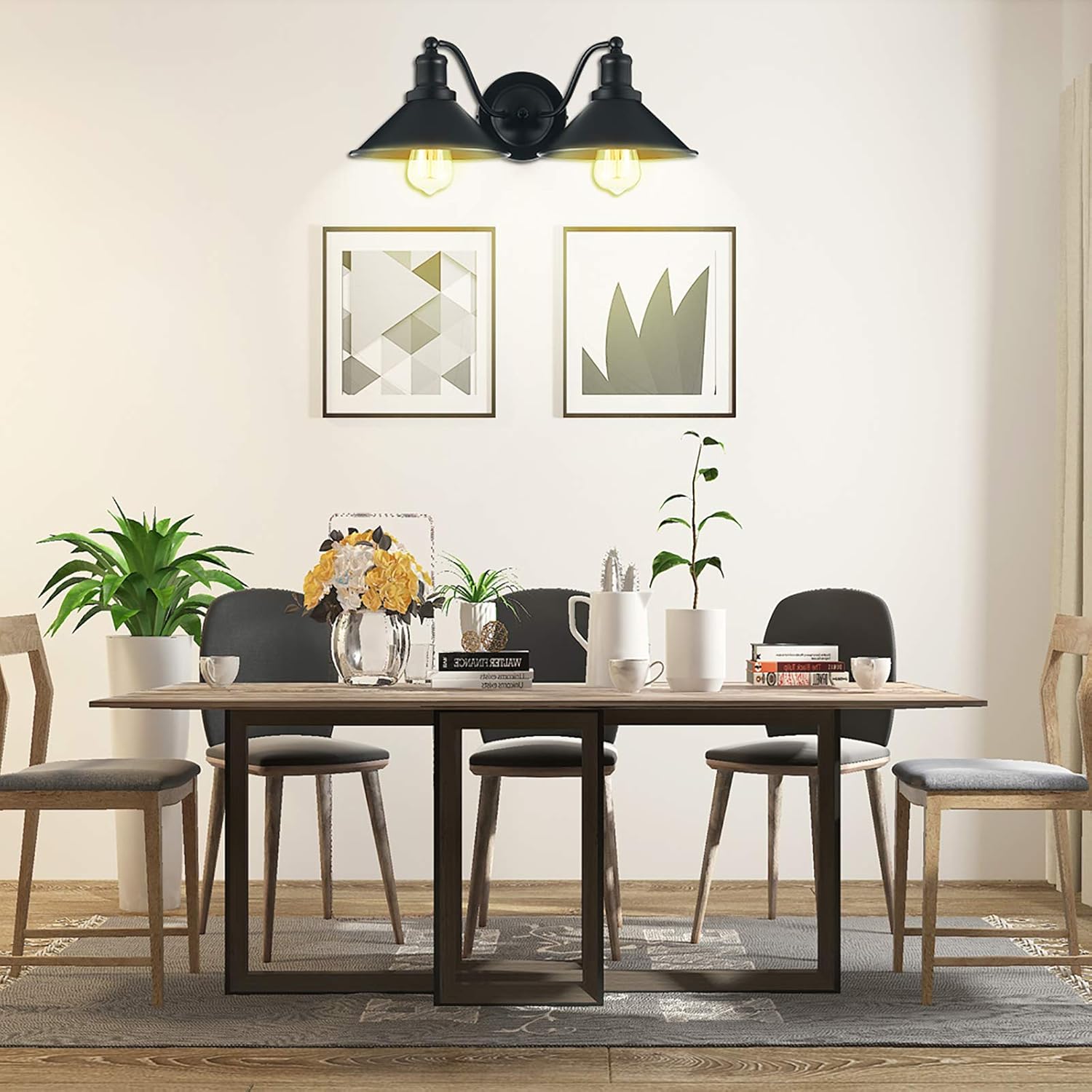 2-Light Bathroom Vanity Light Wall Sconce Industrial Kitchen Bathroom Farmhouse Wall Lighting Oil Rubbed Black Finish Rustic Wall Lamp