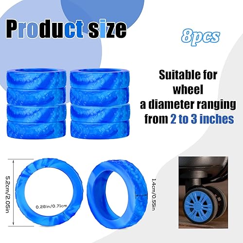 Miniatura 2 de BOXOB 8 fundas para ruedas de equipaje, fundas protectoras de rueda de maleta, fundas protectoras de rueda de silicona de dopamina, accesorios de