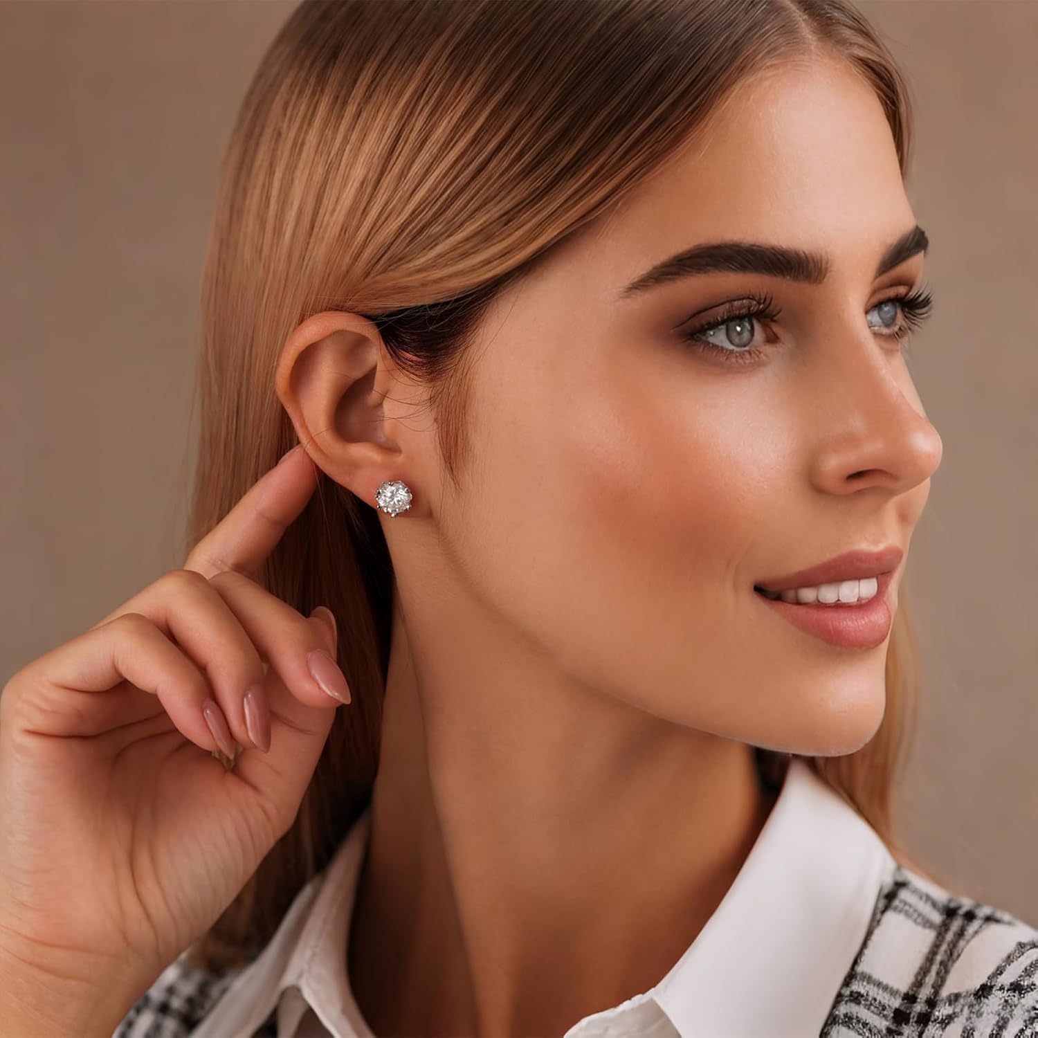 Moissanite Earring Studs for Women/Men, 0.5-2 Ct D Color VVS1 Snowflake Shaped Lab-Created Diamond Earrings, 925 Sterling Silver, White Gold Plated Earrings