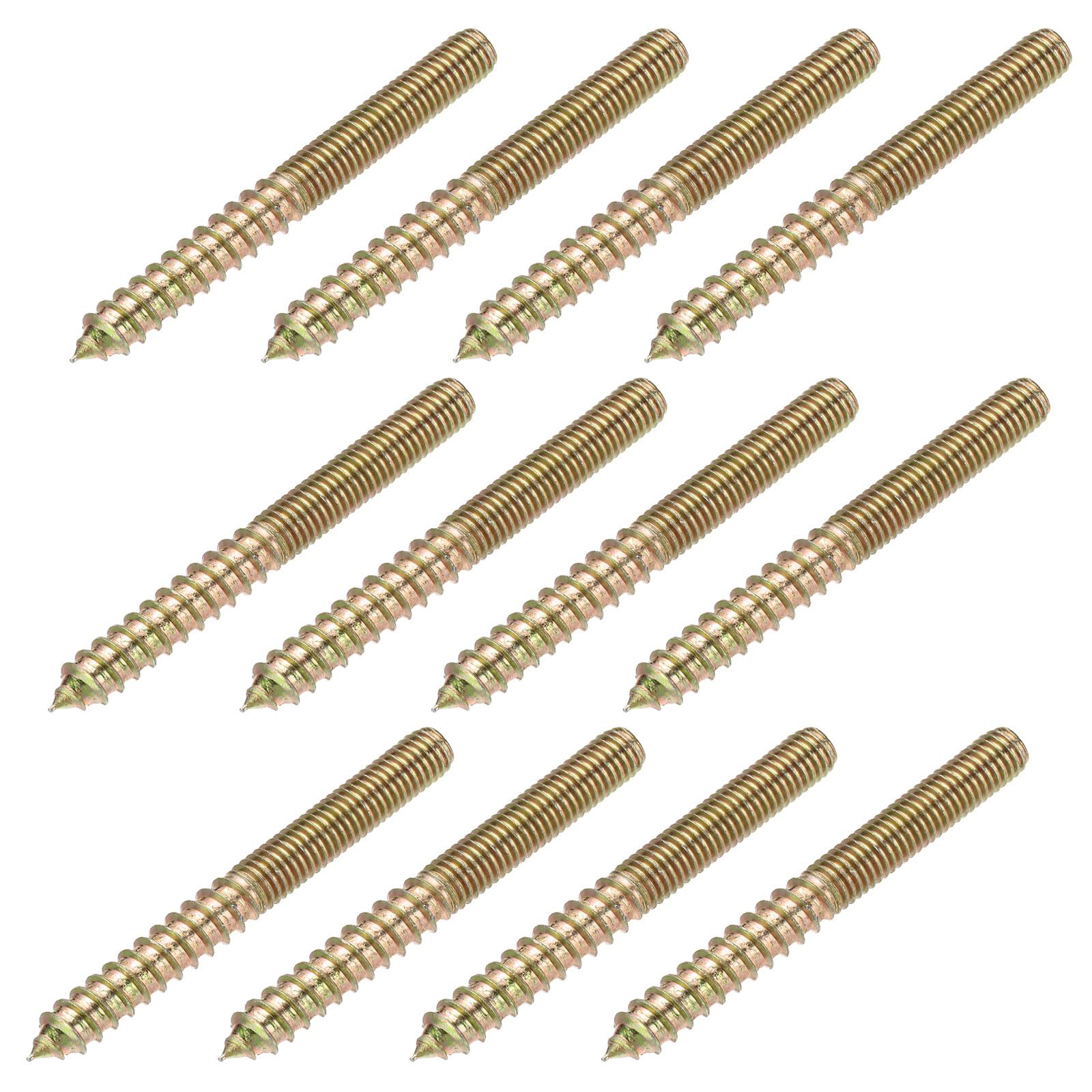 YELARXI M8 Hanger Bolts, 3"(75mm) Length Double Headed Bolts Self-Tapping 8mm Screw Wood Dowel Screw Bolt Furniture Accessories - Fitting for (Wood Joint Furniture Legs) 12 Pcs