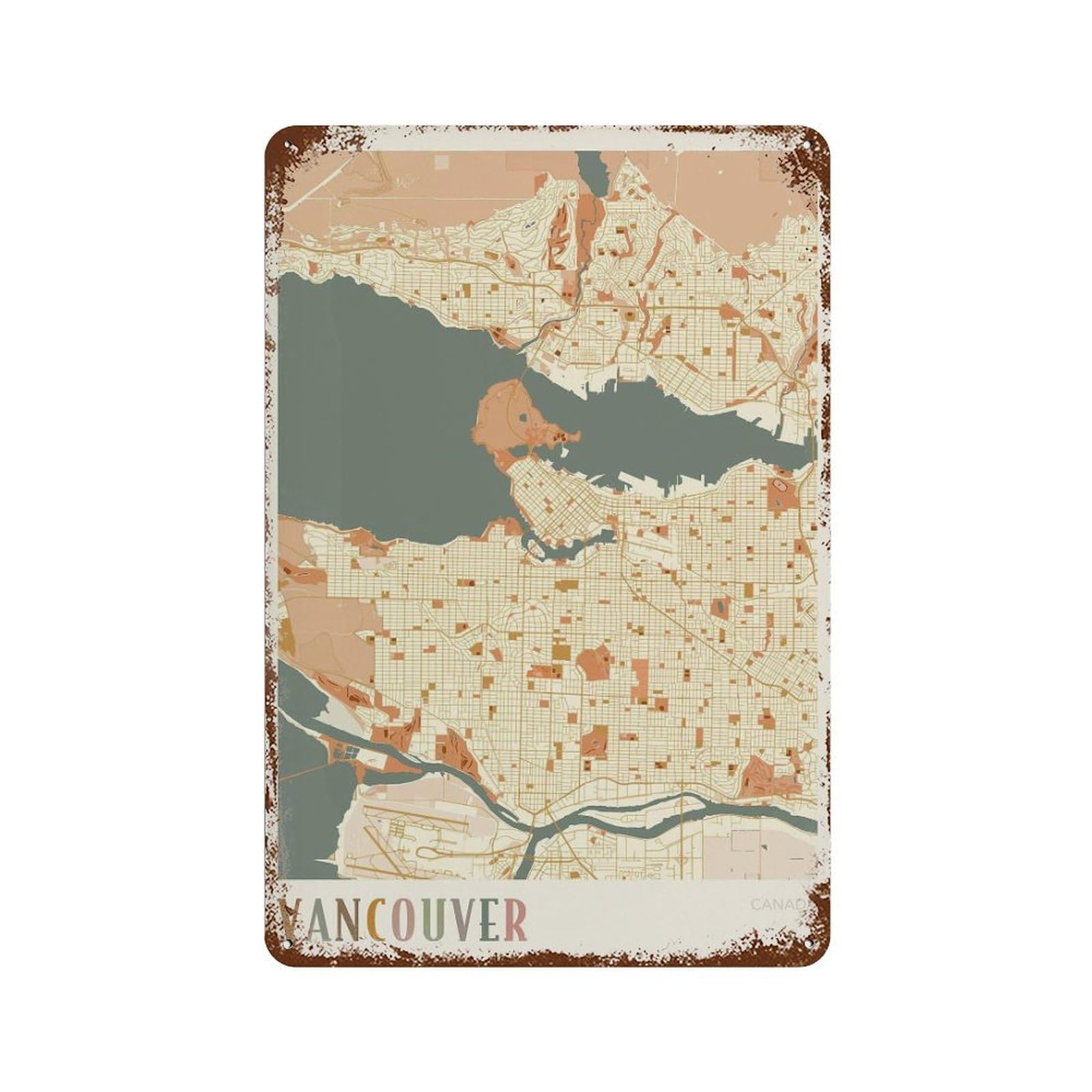 xiaoxiaoshen Vancouver Map City of Canada Boho Wall Decor Art Metal Tin Poster Modern Home Decor Art Home Bar Shop Decorations Vintage Sign 30x20cm