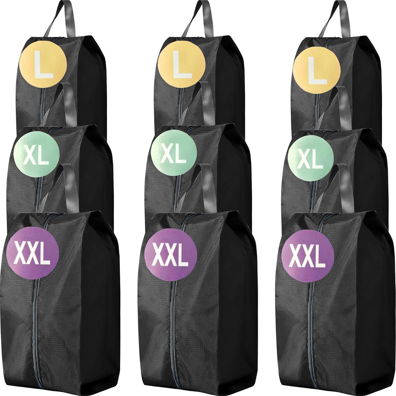 Shoe Travel Bag 9 Set Waterproof Nylon With Zipper Shoe Luggage Bag Travel Can Used As Travel Shoe Bag For Men&Women,Travel Accessories,Blacks