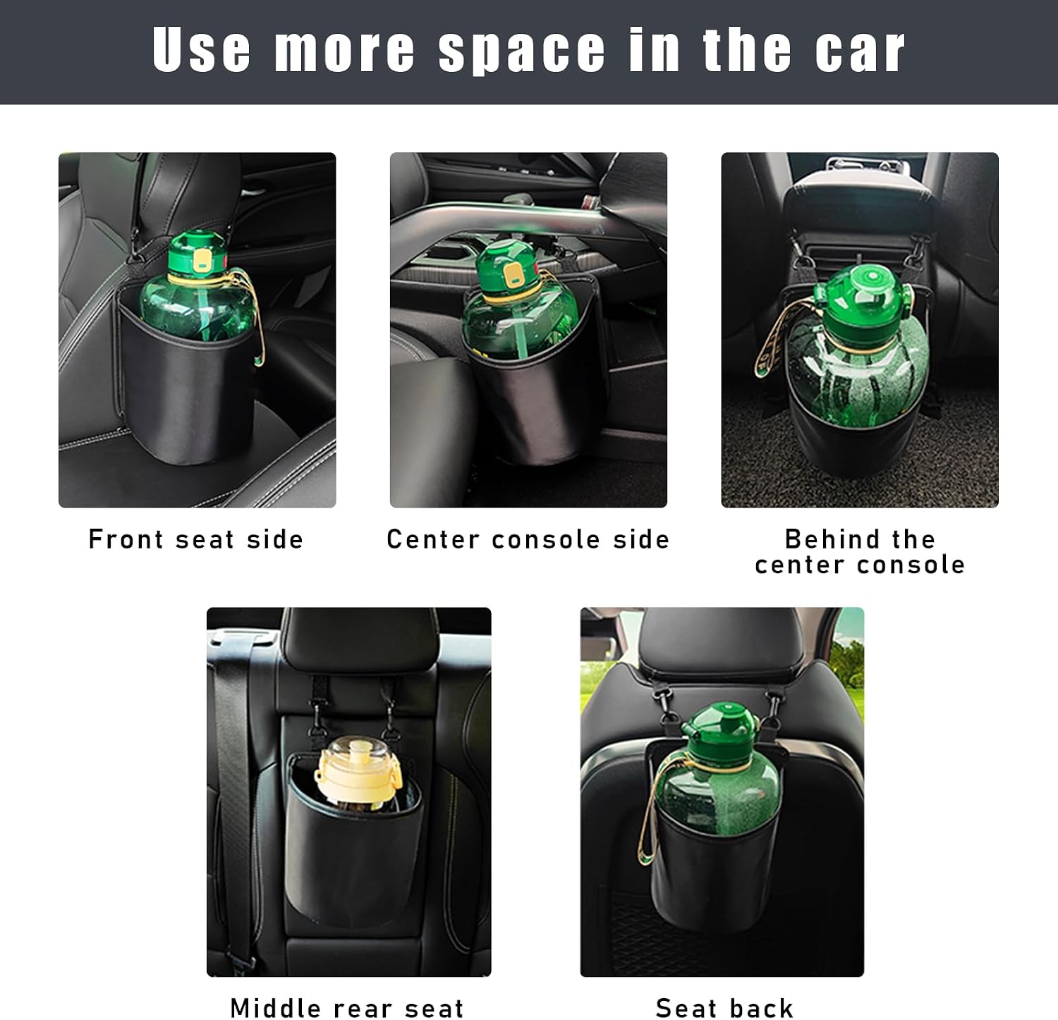 Car Seat Side Large Cup Holder, Waterproof Cup Holder Expander Adapter Bag, Multifunctional Hanging Storage Organizer for Drink Water Bottle, Essential Road Trip Car Accessories