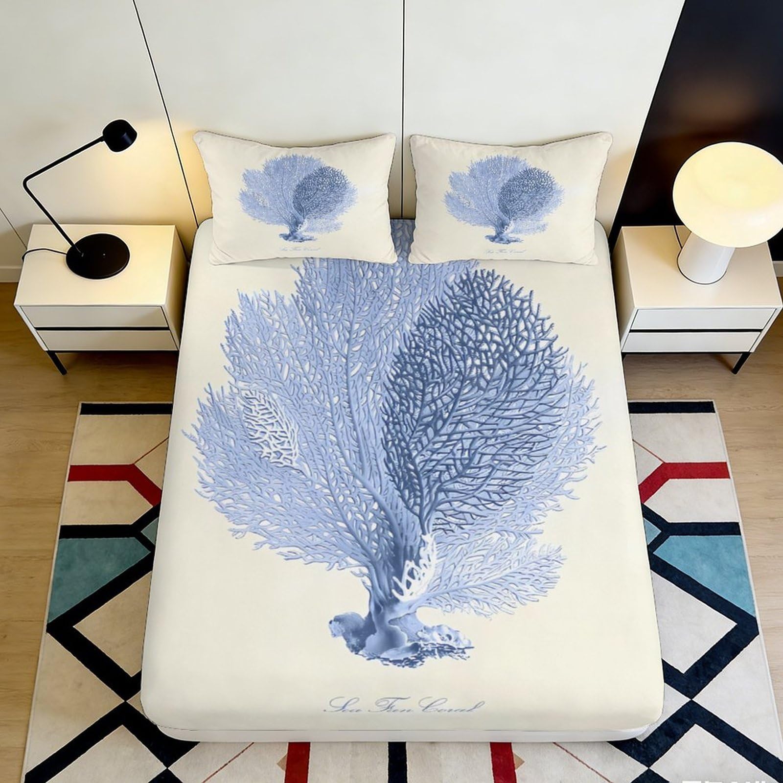 3D Printed Airplane Runway Fitted Sheet Microfiber Non-Slip Deep Pocket Plane Design Mattress Fitted Cover Bedroom for Adults Teens 140x200x25cm