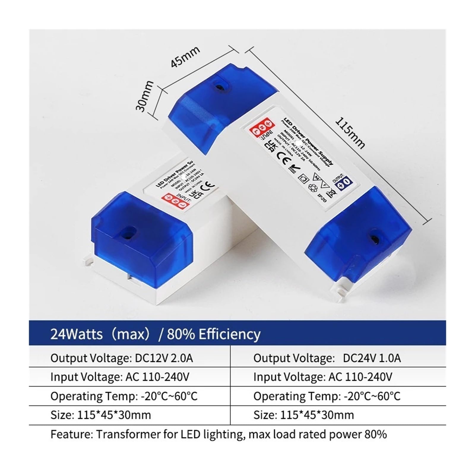 Sterownik LED AC 110-240 V, transformator oświetlenia 100 W, 80 W, 60 W, 36 W, 24 W, 12 W, adapter taśmy świetlnej DC 12 V 24 V, stałe napięcie, 1 szt. (36 W, DC 12 V)