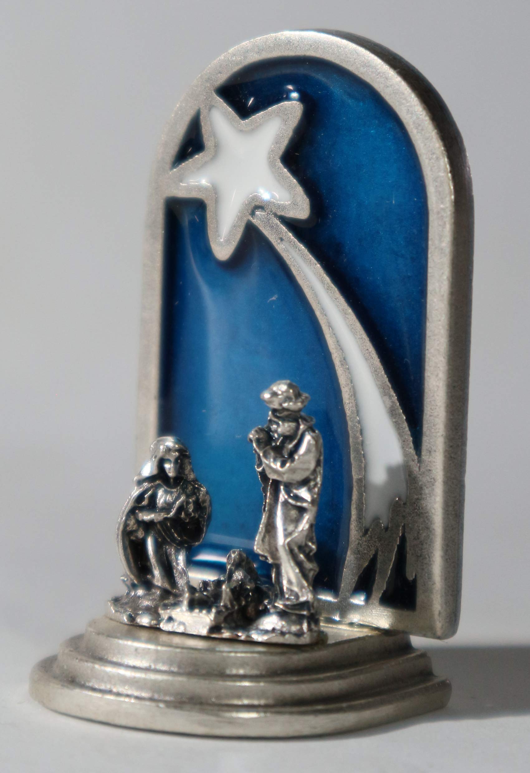Eurofusioni Crèche de noël Originale Complete - Miniatures à Collectionner en Argent plaqué - Set 4 Nativité: Anges, Ètoile Comète, Palmier, Image - Décoration de Noël
