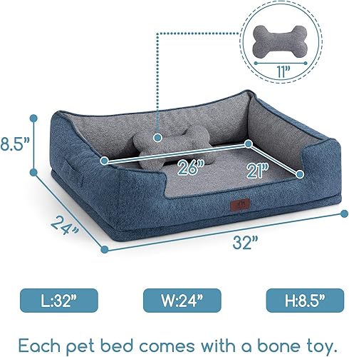 Miniatura 3 de Hollypet Cama Ortopédica Rectangular para Perros Medianos, Camas de Espuma de Caja de Huevos de Apoyo para Mascotas con Funda Impermeable Extraíble