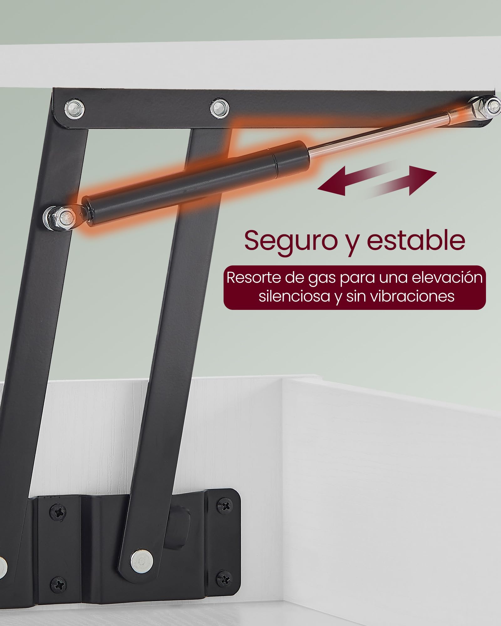 VASAGLE Mesa de Centro, Mesa de Café con Tablero Elevable, Resorte de Gas, Compartimento Oculto, Estante Abierto, para Sala de Estar, Comedor, Oficina, Blanco Nieve y Blanco Mate LCT267WE01