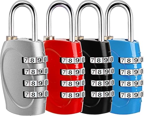 Miniatura 2 de Hedume Paquete de 8 candados de combinación de 4 dígitos para casillero de gimnasio escolar, casillero deportivo, valla, caja de herramientas,