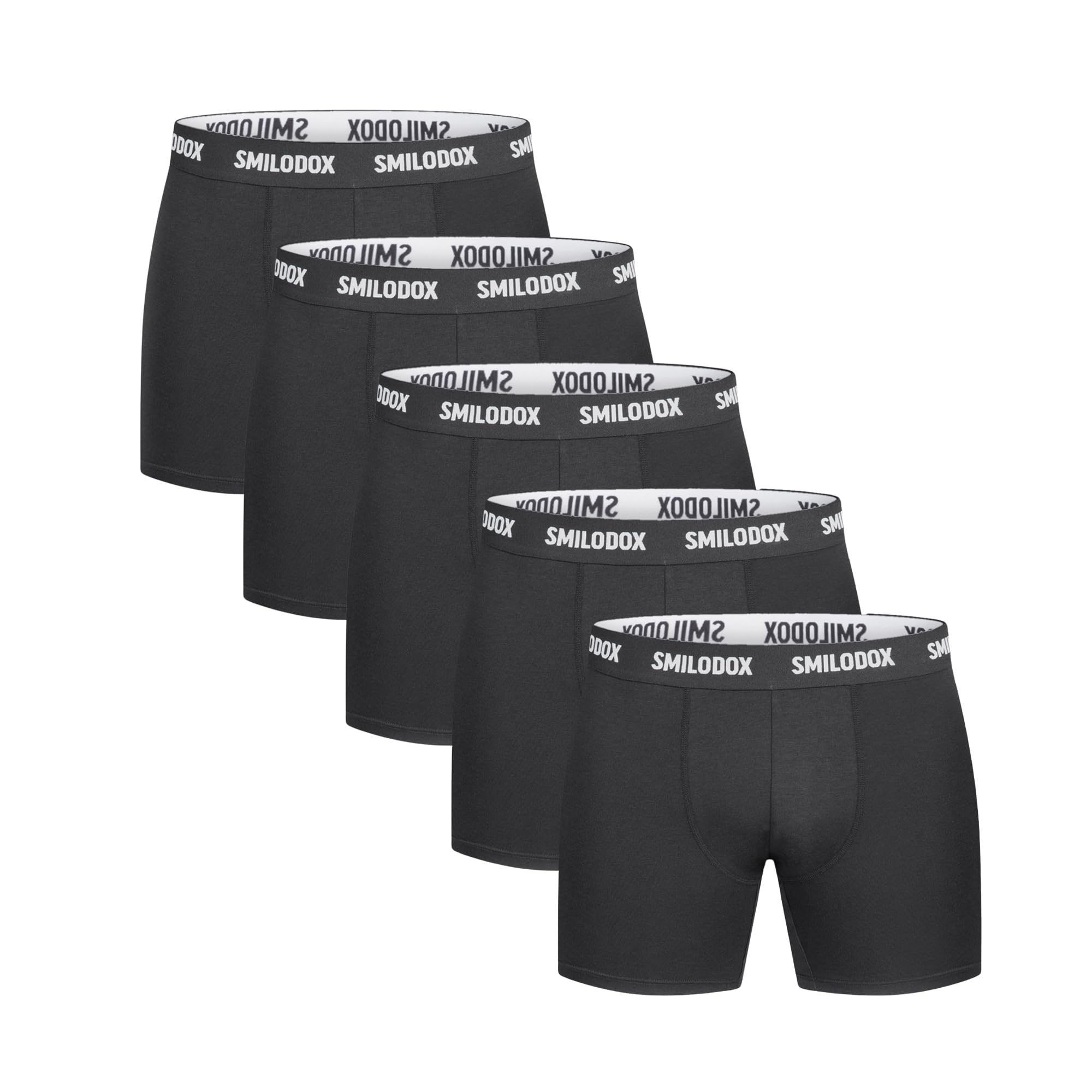 SMILODOX Herren Boxershorts 3er Set - Shaped Fit Unterhosen Männer mit Normalem Bund, Elastisch & Atmungsaktiv, Modalfasern, Mittellang, Logo Waistband - Männer Unterwäsche