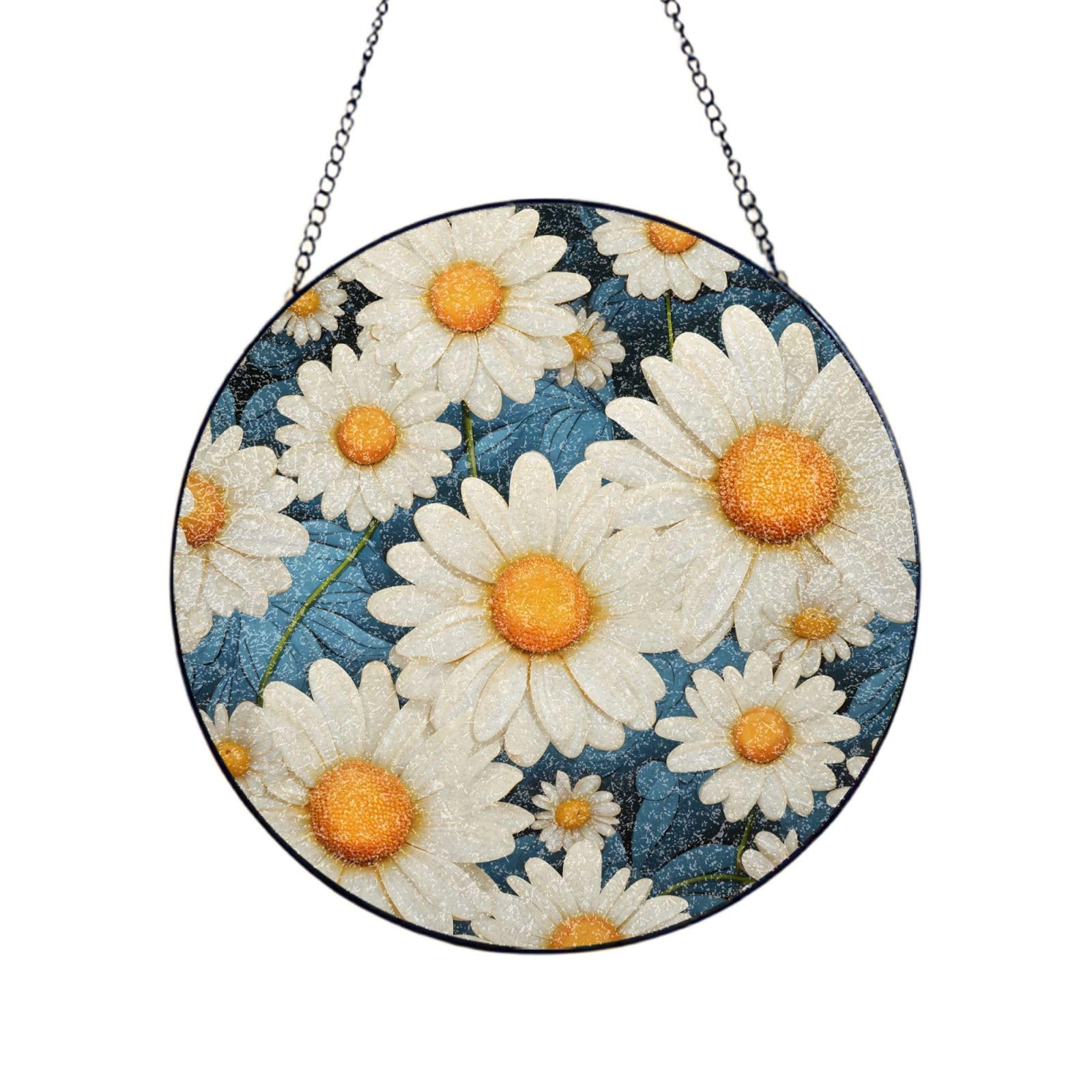 Stained Glass Window Hanging Daisy Sun Catchers Indoor Outdoor Decor Window Suncatcher Door Garden Sunroom Sun Catcher Home Decor Birthday Christmas for Mom Men