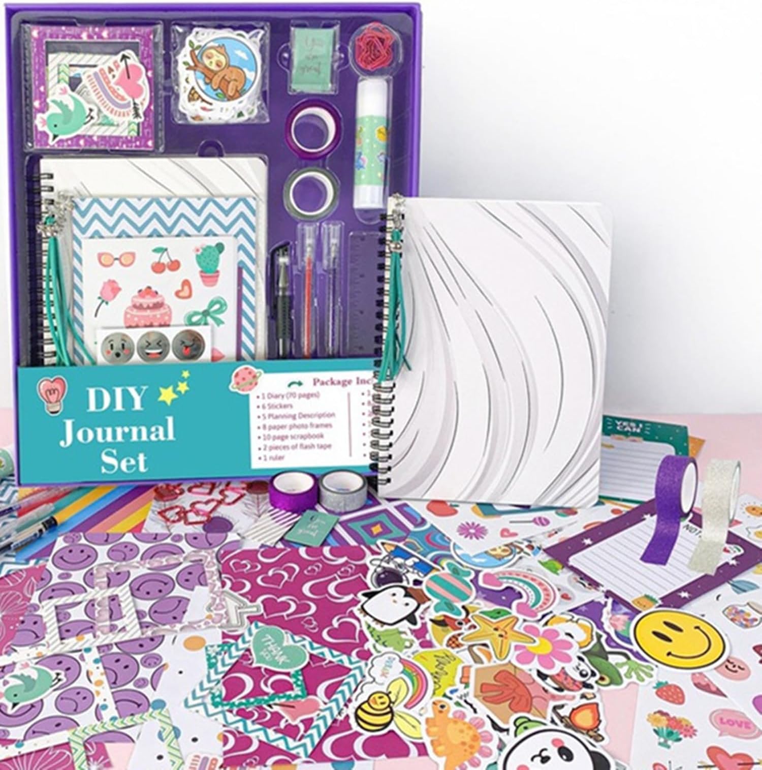 DIY Journal Kit - Gifts for Girls Ages 8 9 10 11 12 13 14 Year Old - Teen Girls Toys Stuff - Cool Birthday Gifts Ideas for Girls - Art & Crafts for Kid - Scrapbook & Diary Supplies Set