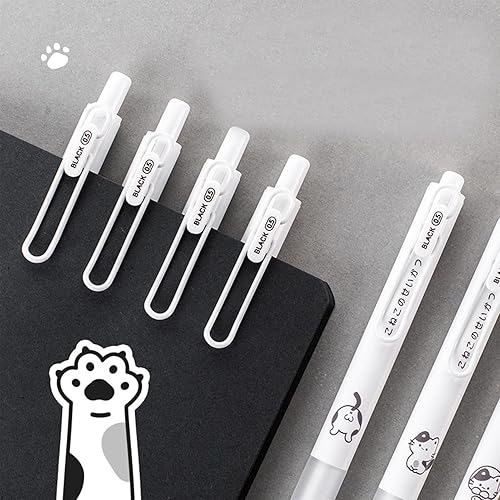 Miniatura 5 de 6 bolígrafos de tinta de gel retráctiles, lindos bolígrafos de gato de 0.020 in, tinta negra, bolígrafos de escritura, suministros escolares de