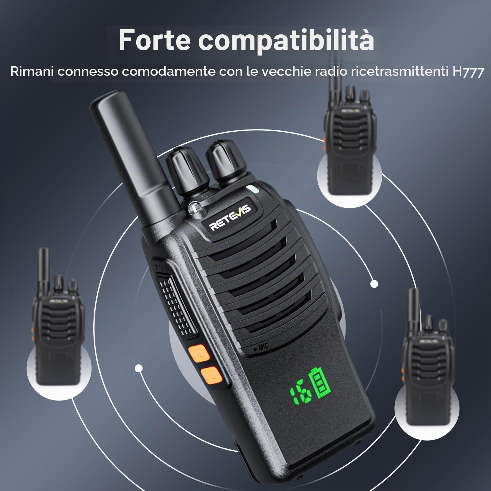 Retevis H777H Radio Bidirezionale Senza Licenza, Walkie Talkie con Schermo, 16 Canali, USB C, Walkie-Talkie professionali ricaricabili a lungo raggio, Walkie-Talkies per Produttore (Nero, 10 Pezzi) | 16 Canali, USB C, Walkie-Talkie professionali ricaricab