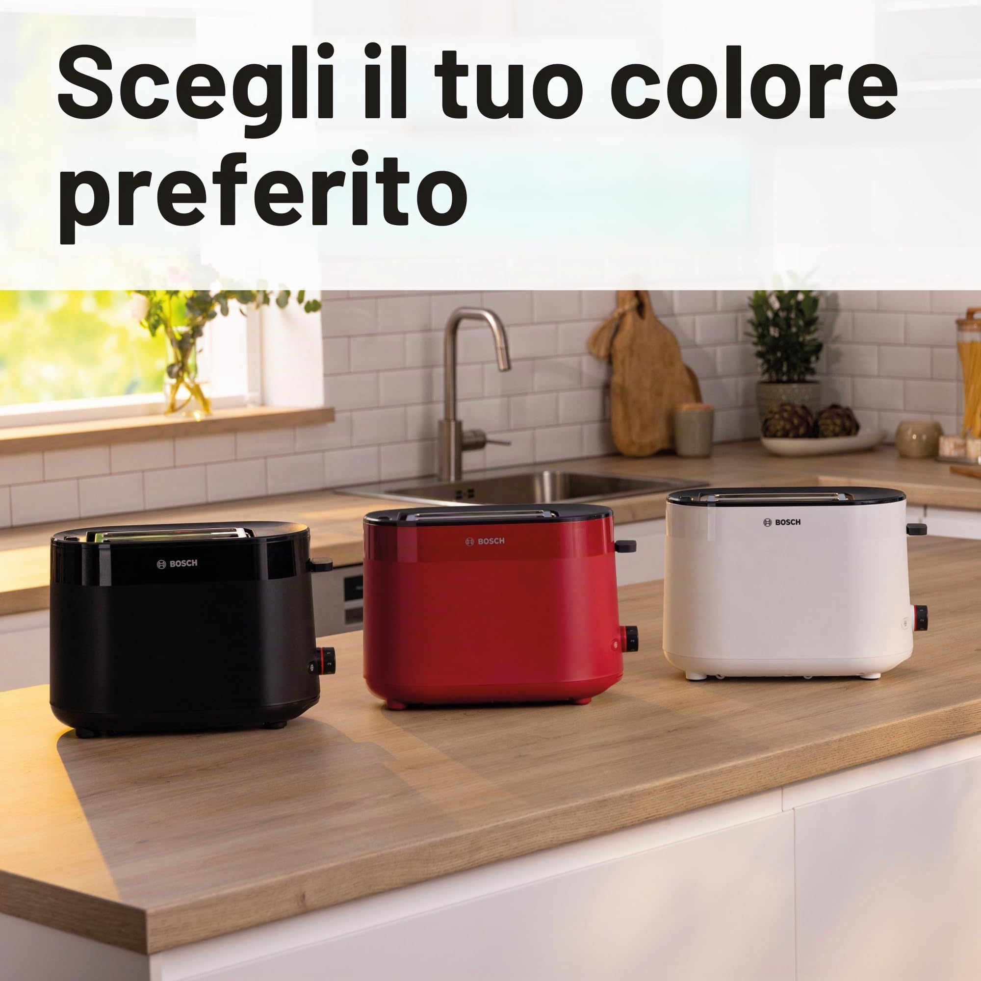 Bosch MyMoment TAT2M123 - Tostapane compatto, con funzione di scongelamento, con funzione di scongelamento, funzione di sollevamento, centraggio del pane, perfetto per 2 fette, 800 Watt, nero opaco