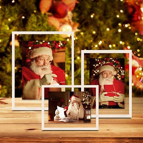 Miniatura 8 de Egofine Juego de 2 marcos flotantes de 8 x 10 pulgadas, marco de fotos de plexiglás doble, hecho de madera maciza, fotos de cualquier tamaño de