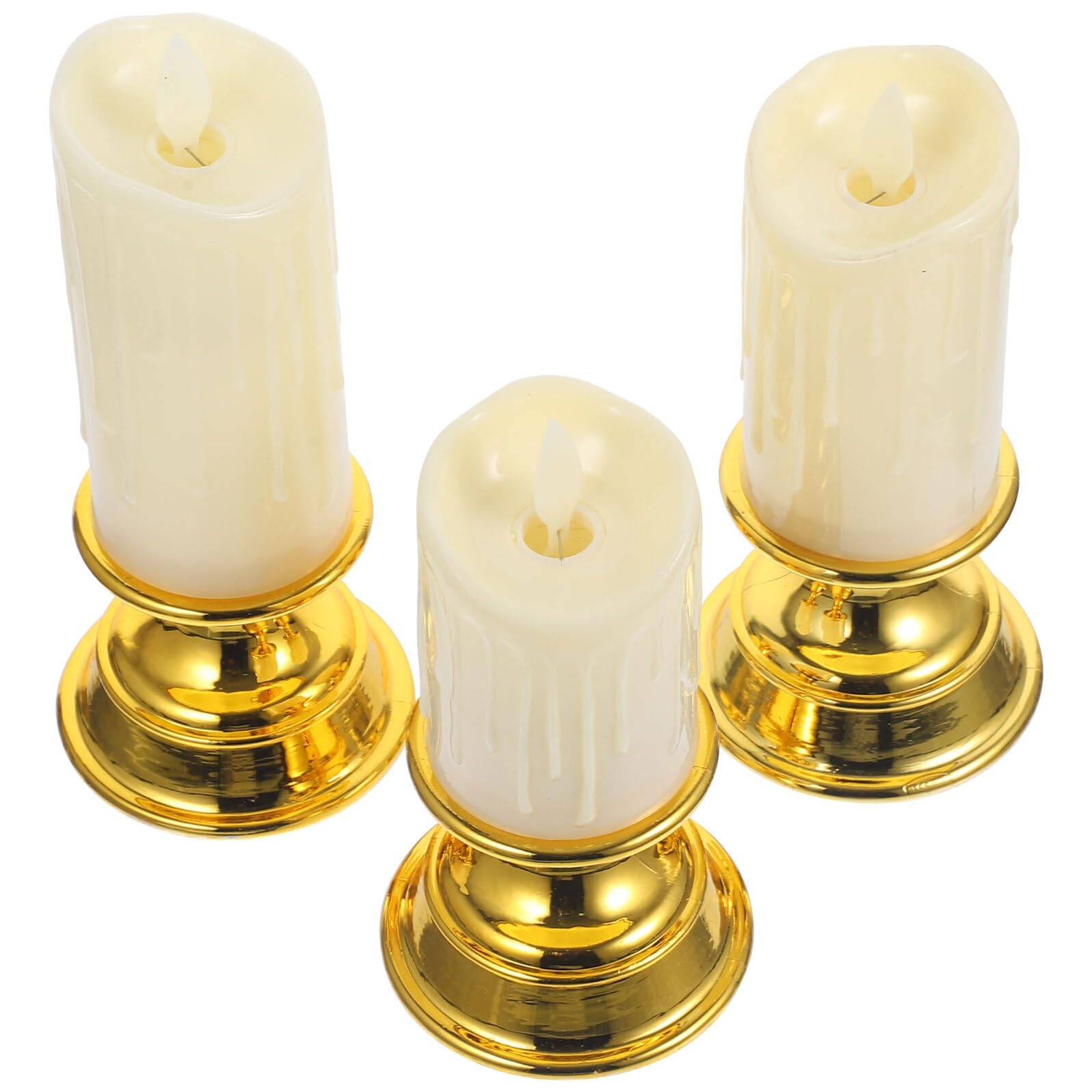 Velas cónicas parpadeantes doradas para decorar la mesa en el Día de San Valentín 8