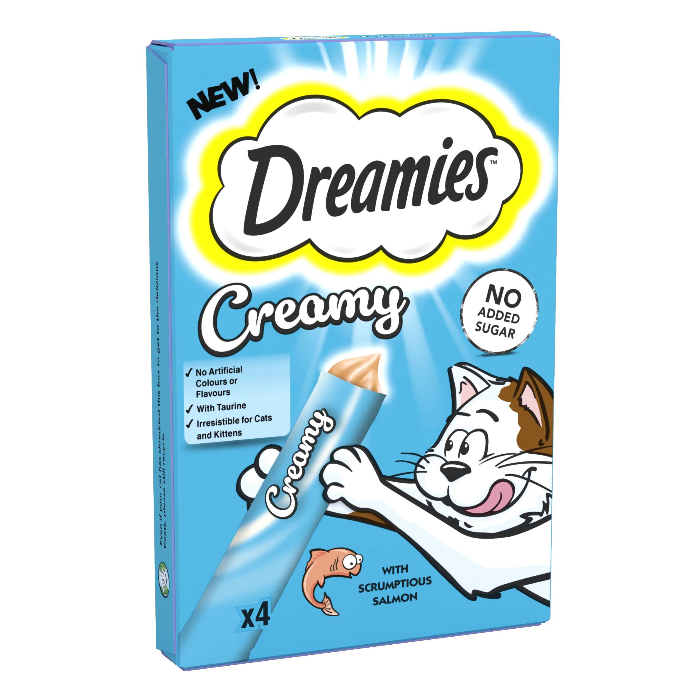 DREAMIES - Cremige Katzenleckerlis - 11 x 40 g - Lachs - Multipack Snacks - 11 Packungen