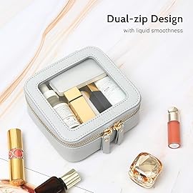 Aveniee Mini Clear Makeup Bag, Small Cosmetic Bags Travel Toiletry Pouch Organizer, TSA Approved Make up Case with Zipper, Car Bag for Essentials,Blue