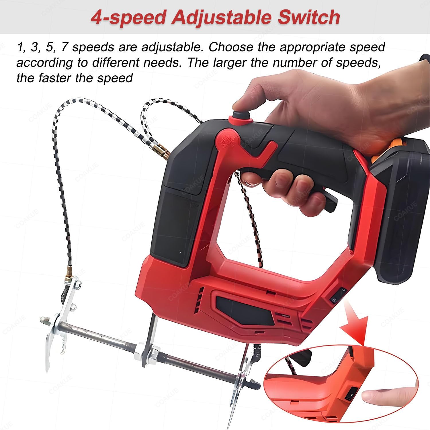 Macchina per scuotimento dell'arnia Senza Fili a 4 velocità, 20 V 2700 Giri/min, scuotitore Portatile Ricaricabile per telaini per api mellifere con batterie e Scatola di immagazzinaggio Red