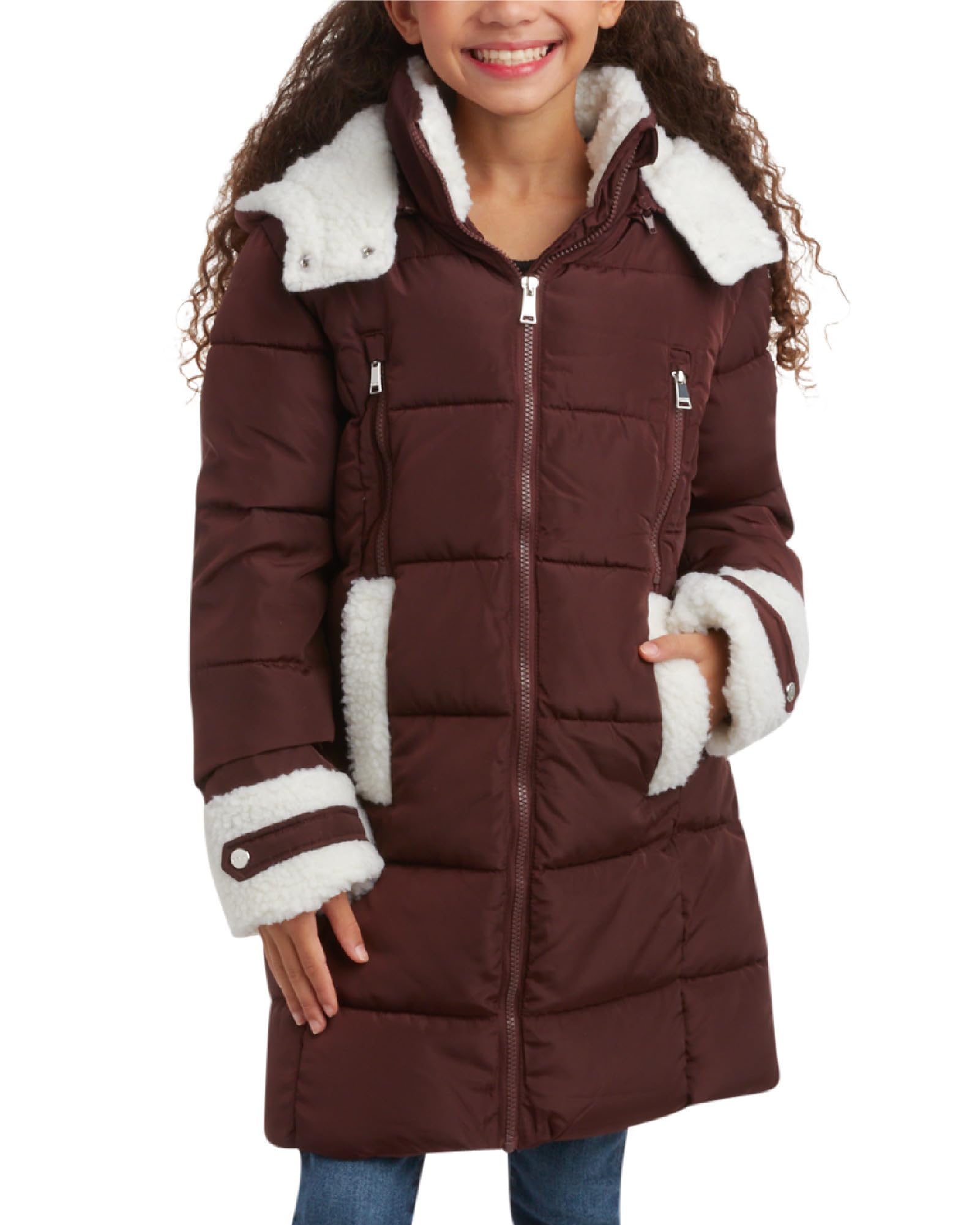 DKNY Girls’ Winter Jacket – Full Length Heavyweight Quilted Puffer Parka – Insulated Water Resistant Coat for Girls (7-16)